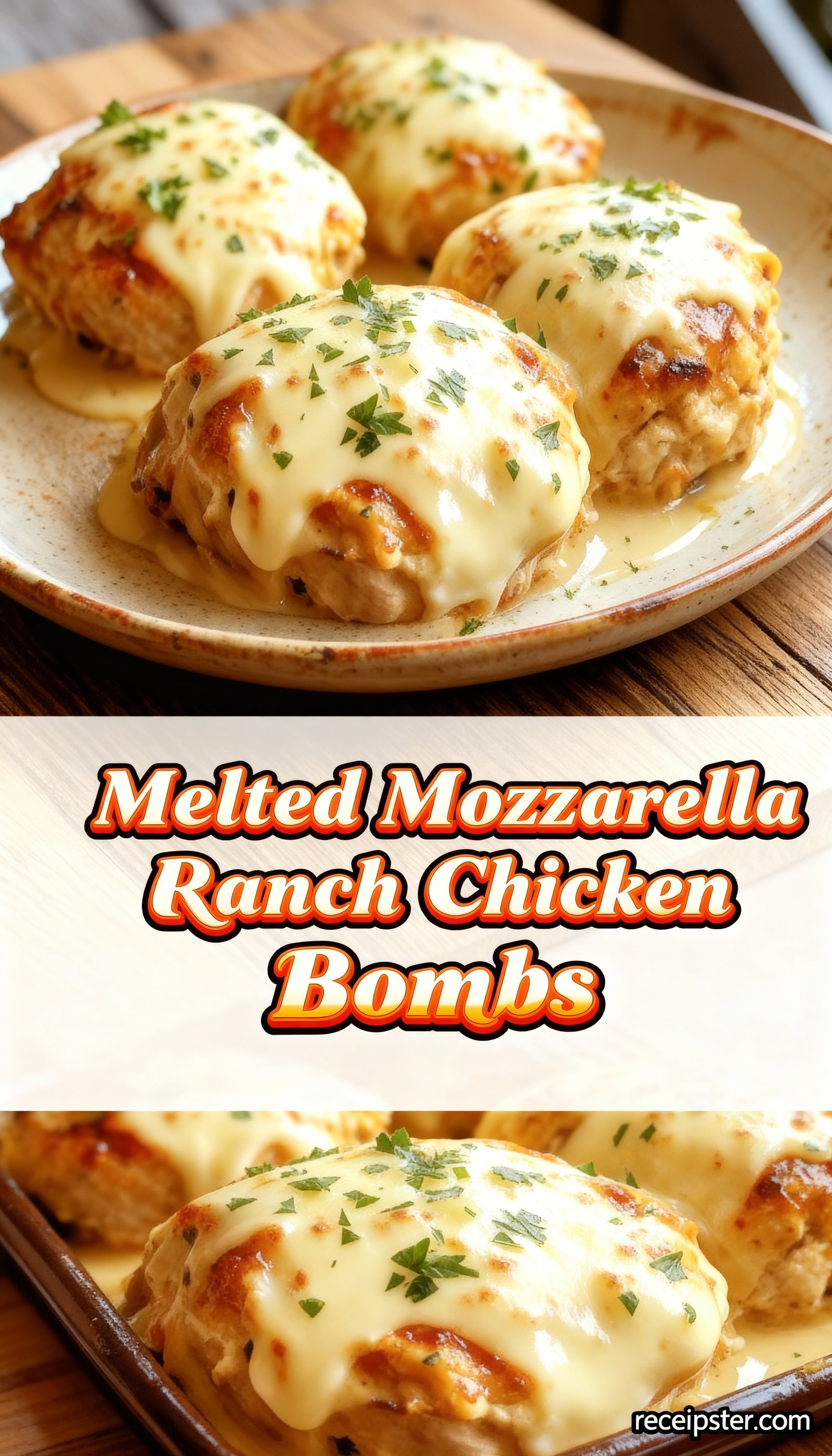 Melted Mozzarella Ranch Chicken Bombs finished