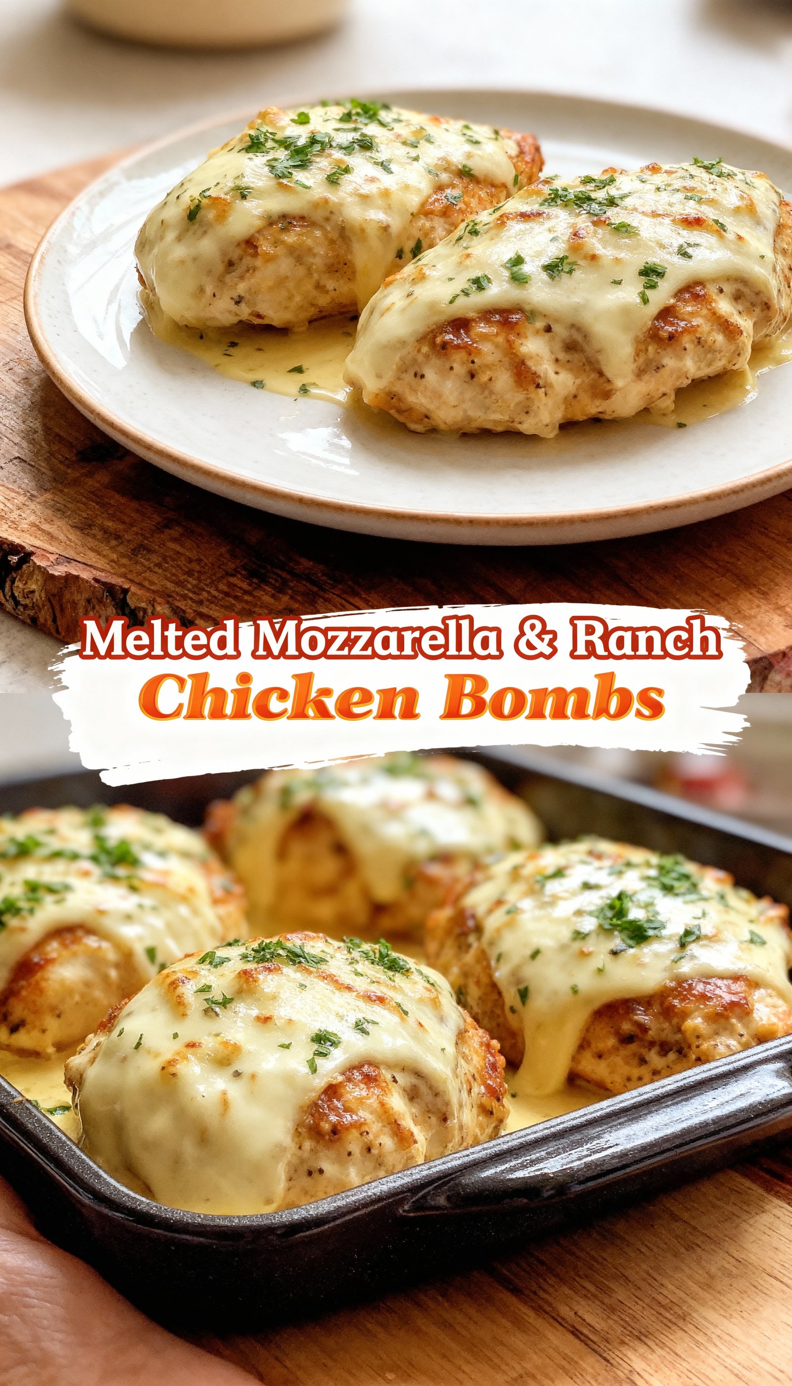 Melted Mozzarella & Ranch Chicken Bombs finished