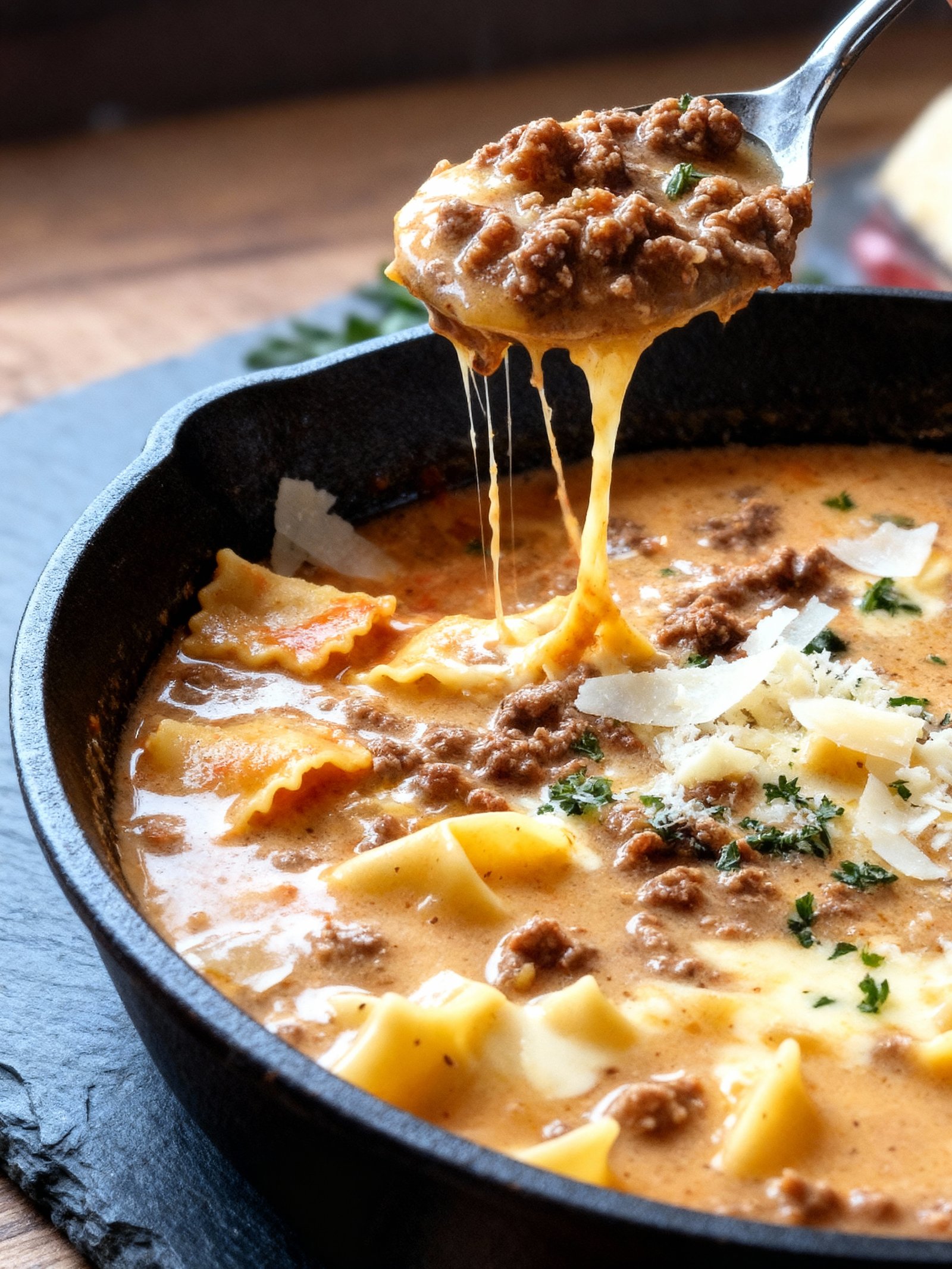 One Pot Lasagna Soup finished