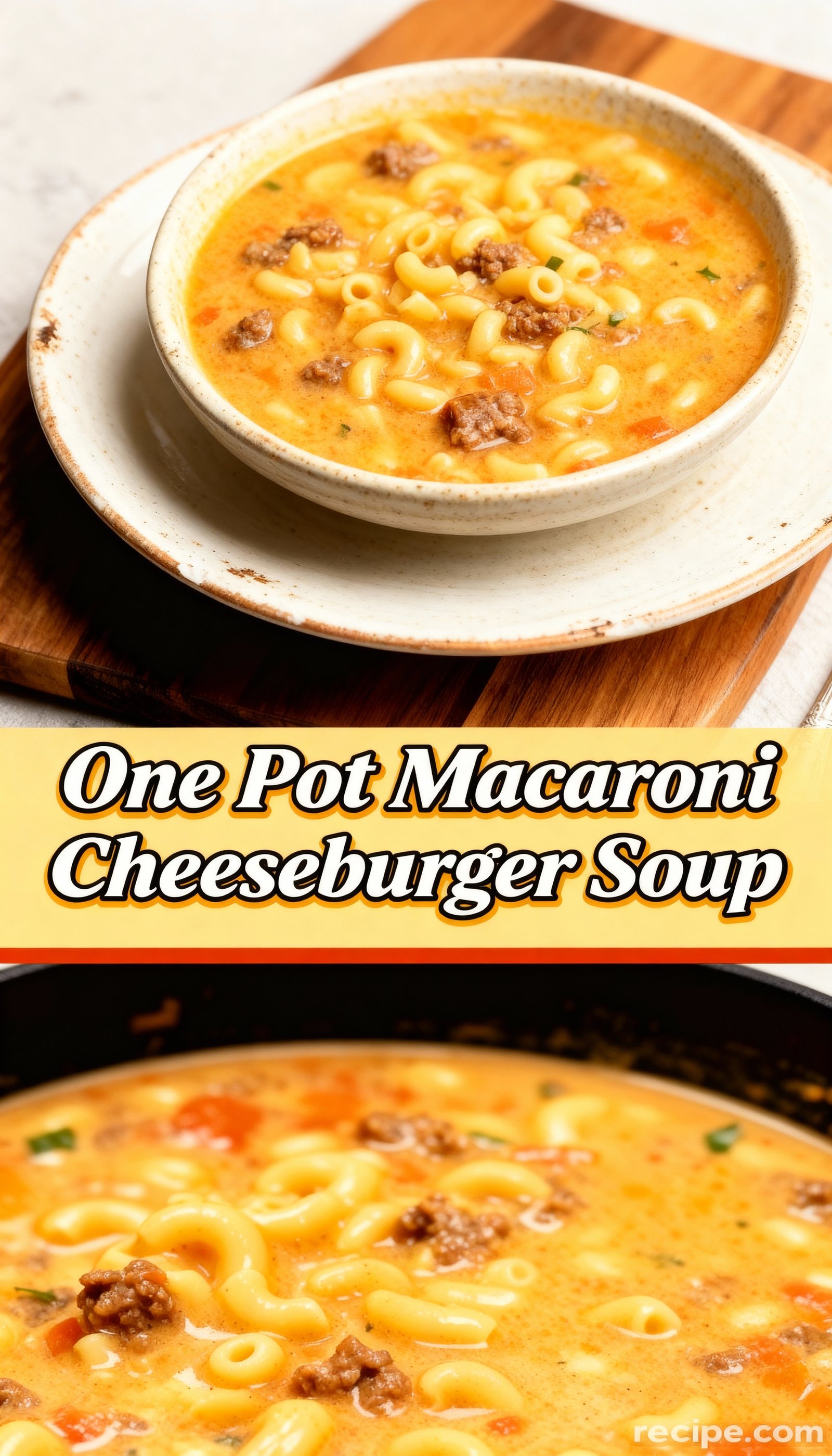 One Pot Macaroni Cheeseburger Soup finished