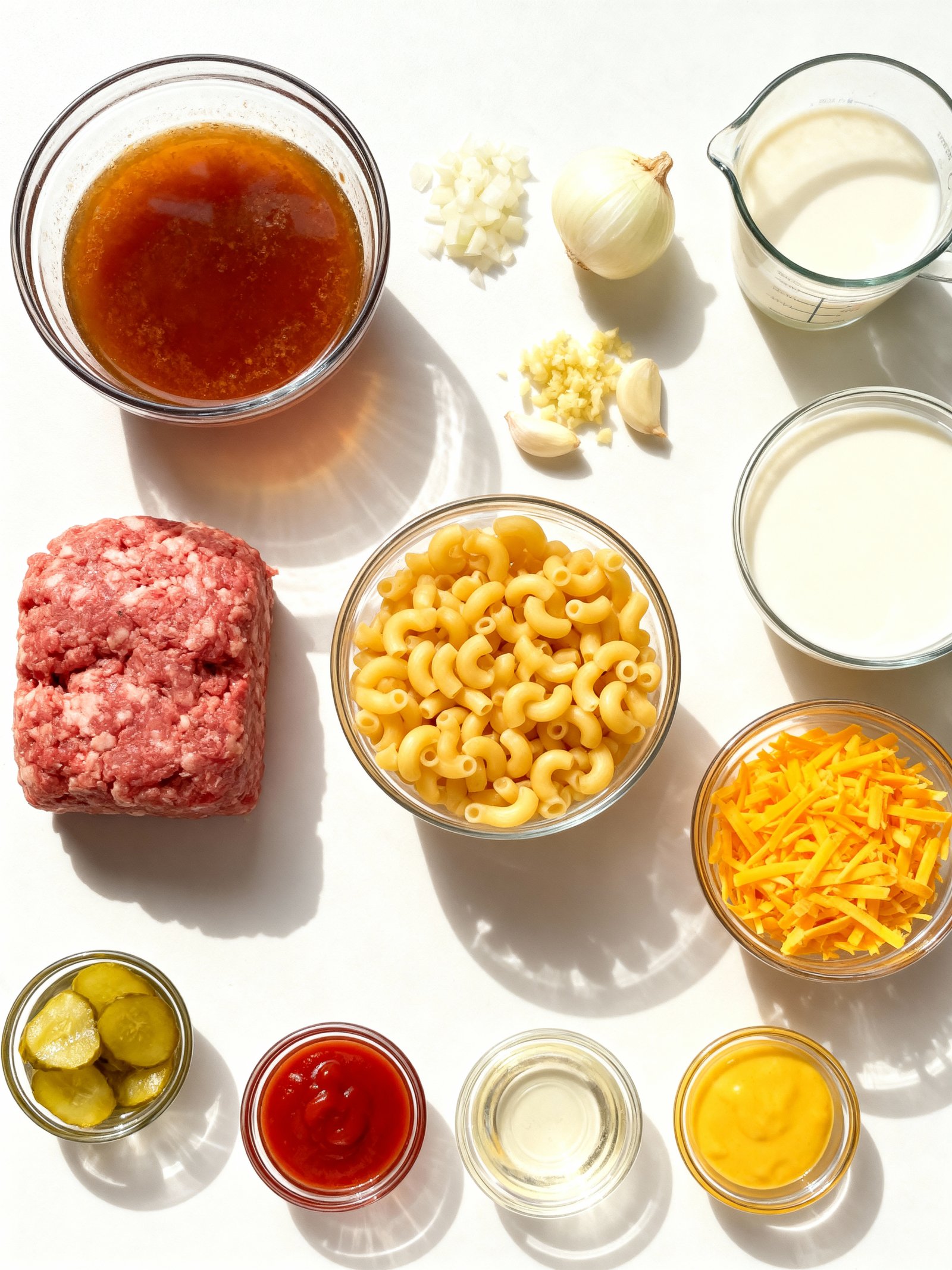 One Pot Macaroni Cheeseburger Soup ingredients