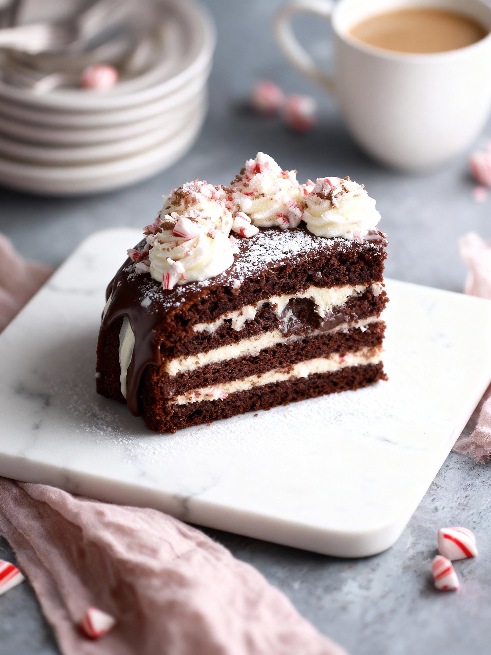 Peppermint Mocha Wreath Cake finished