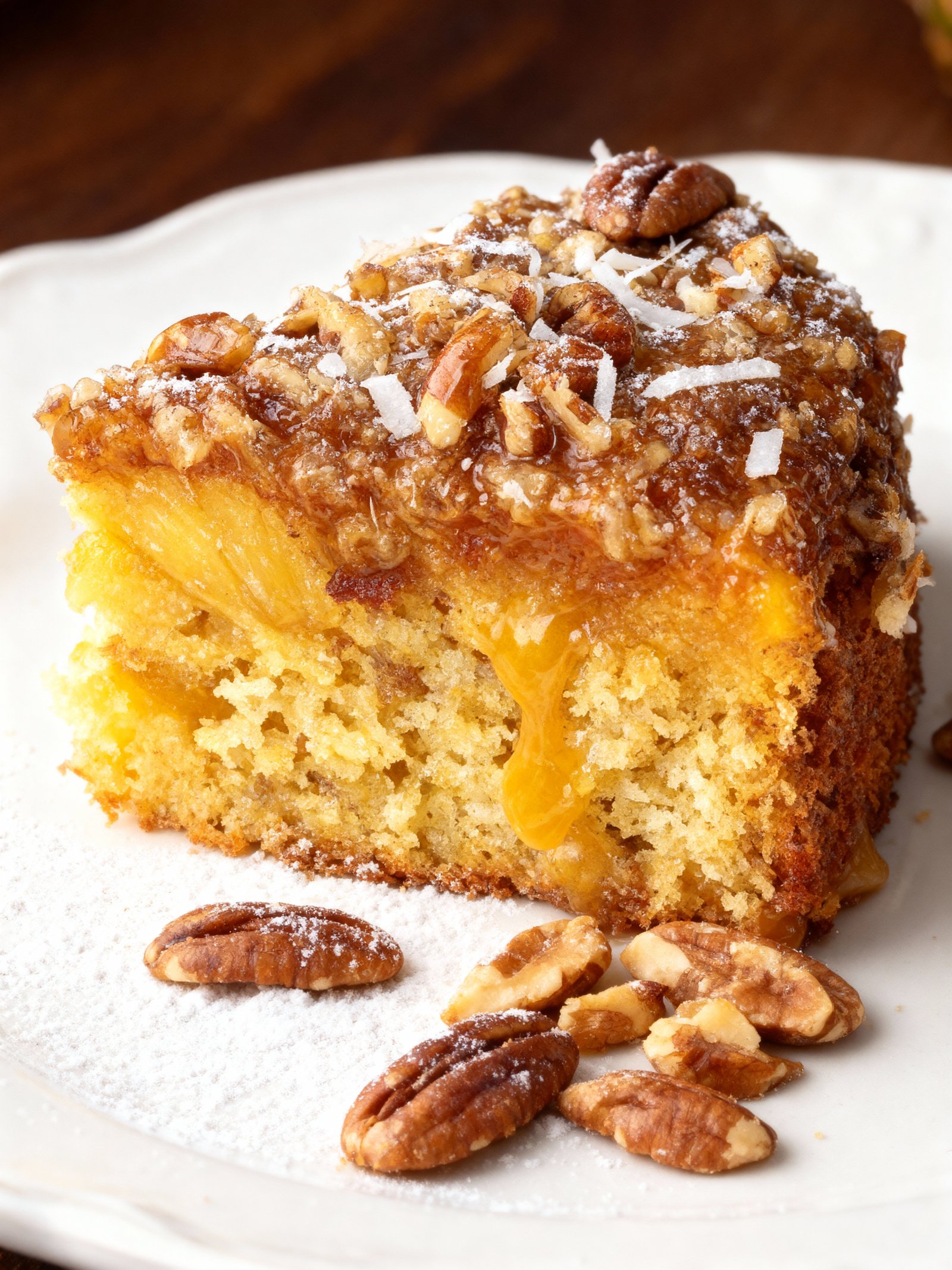 Pineapple Coconut Pecan Cake finished