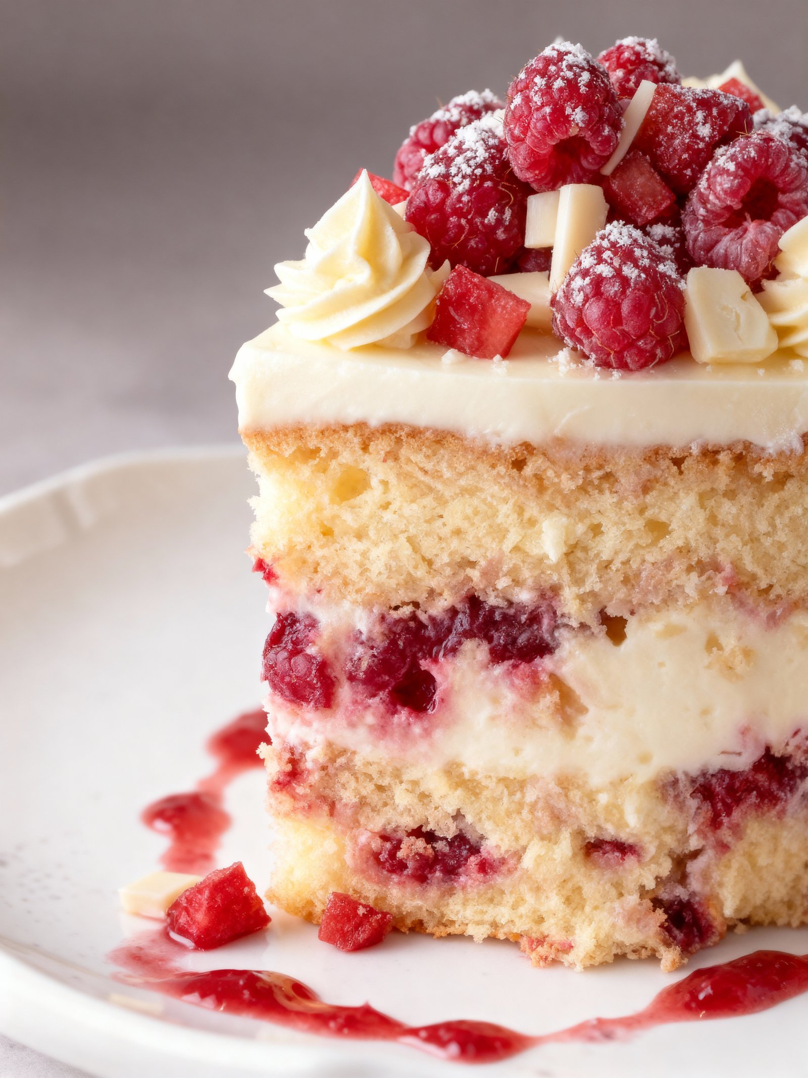 Raspberry White Chocolate Cake finished