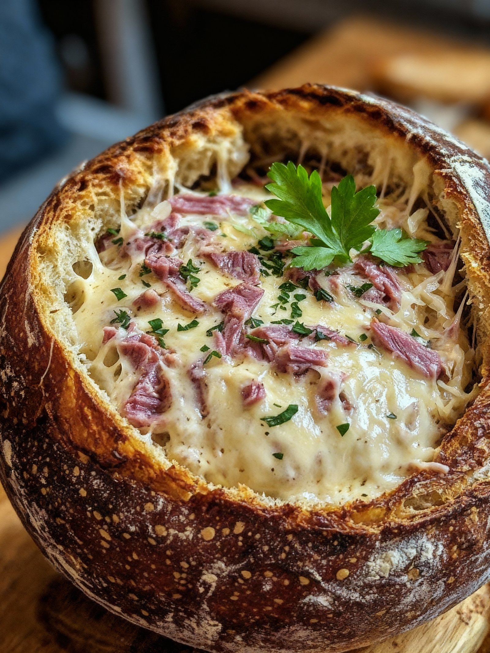 Reuben Dip Bread Bowl finished