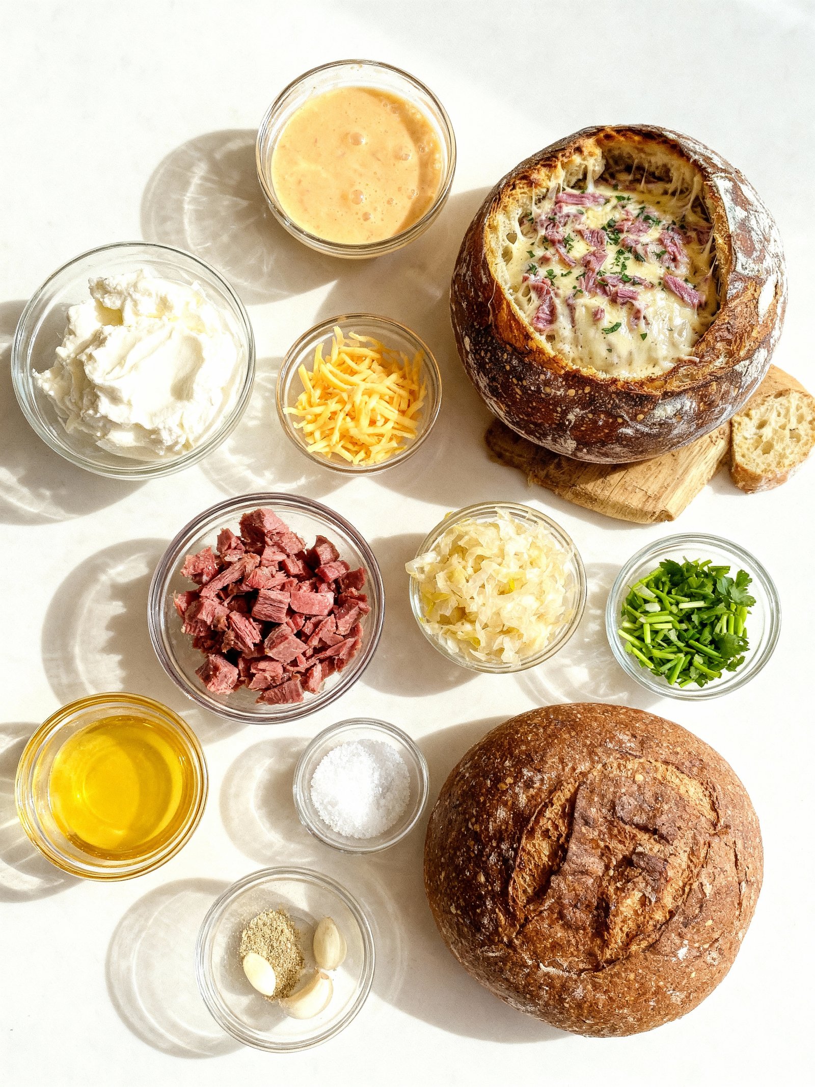 Reuben Dip Bread Bowl ingredients