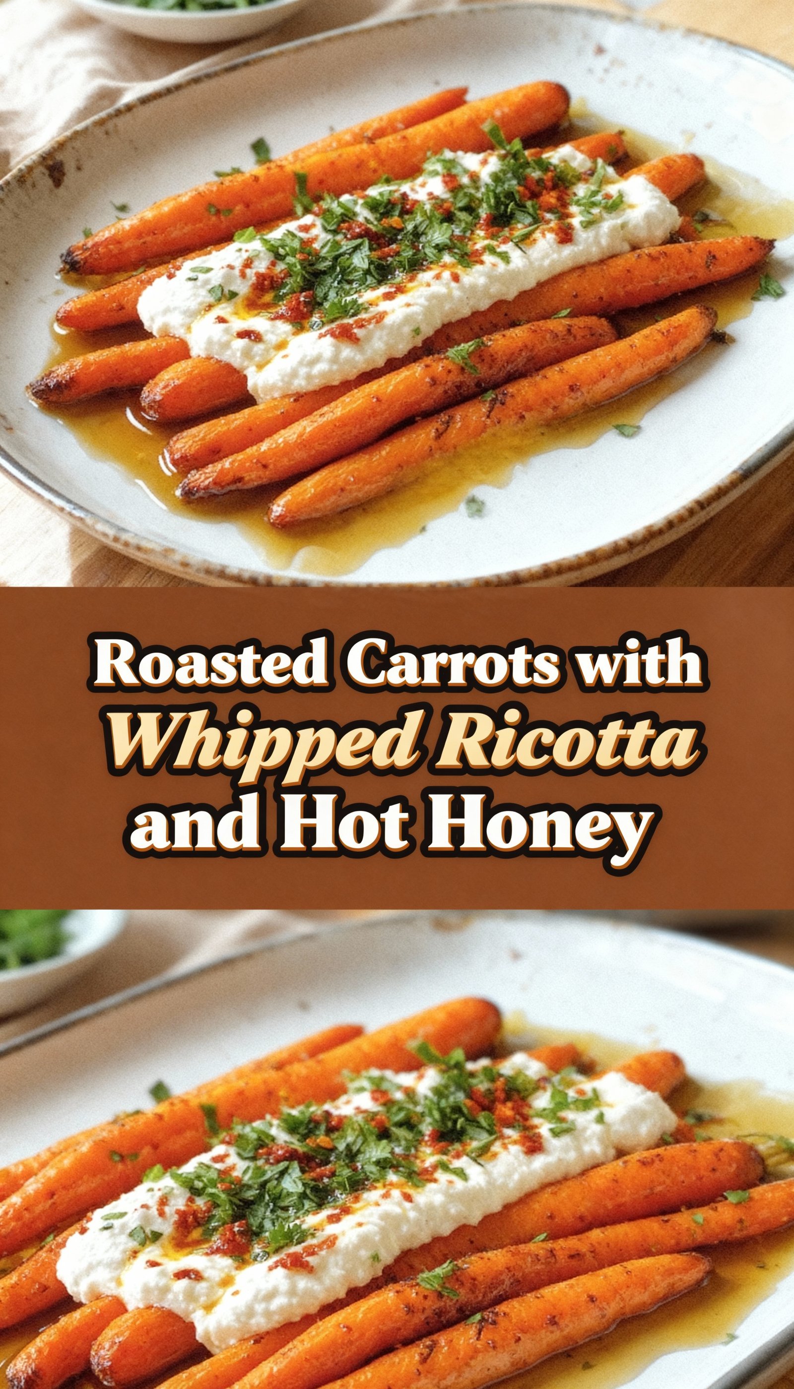 Roasted Carrots with Whipped Ricotta and Hot Honey finished