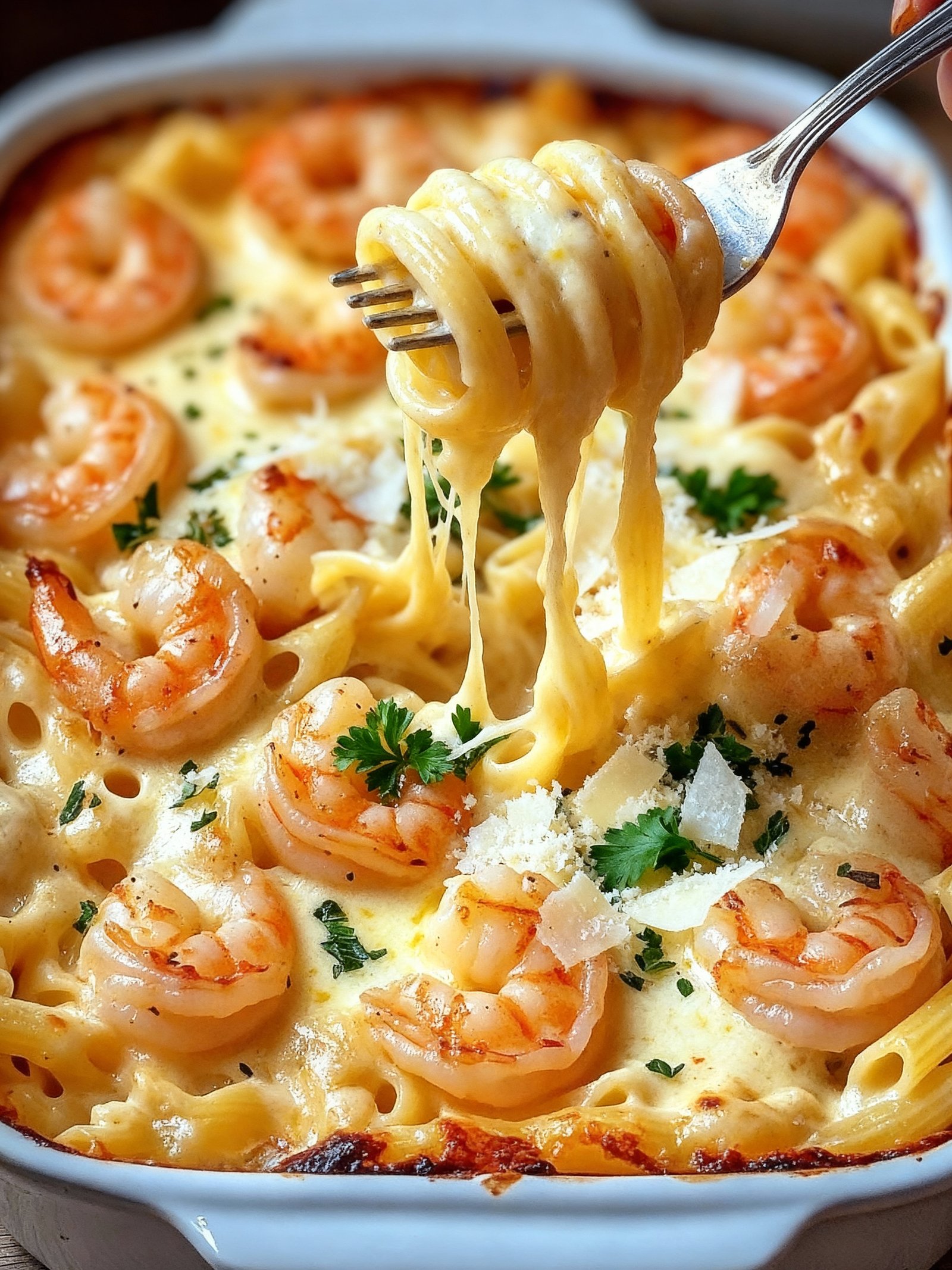 Shrimp Scampi Pasta Bake finished