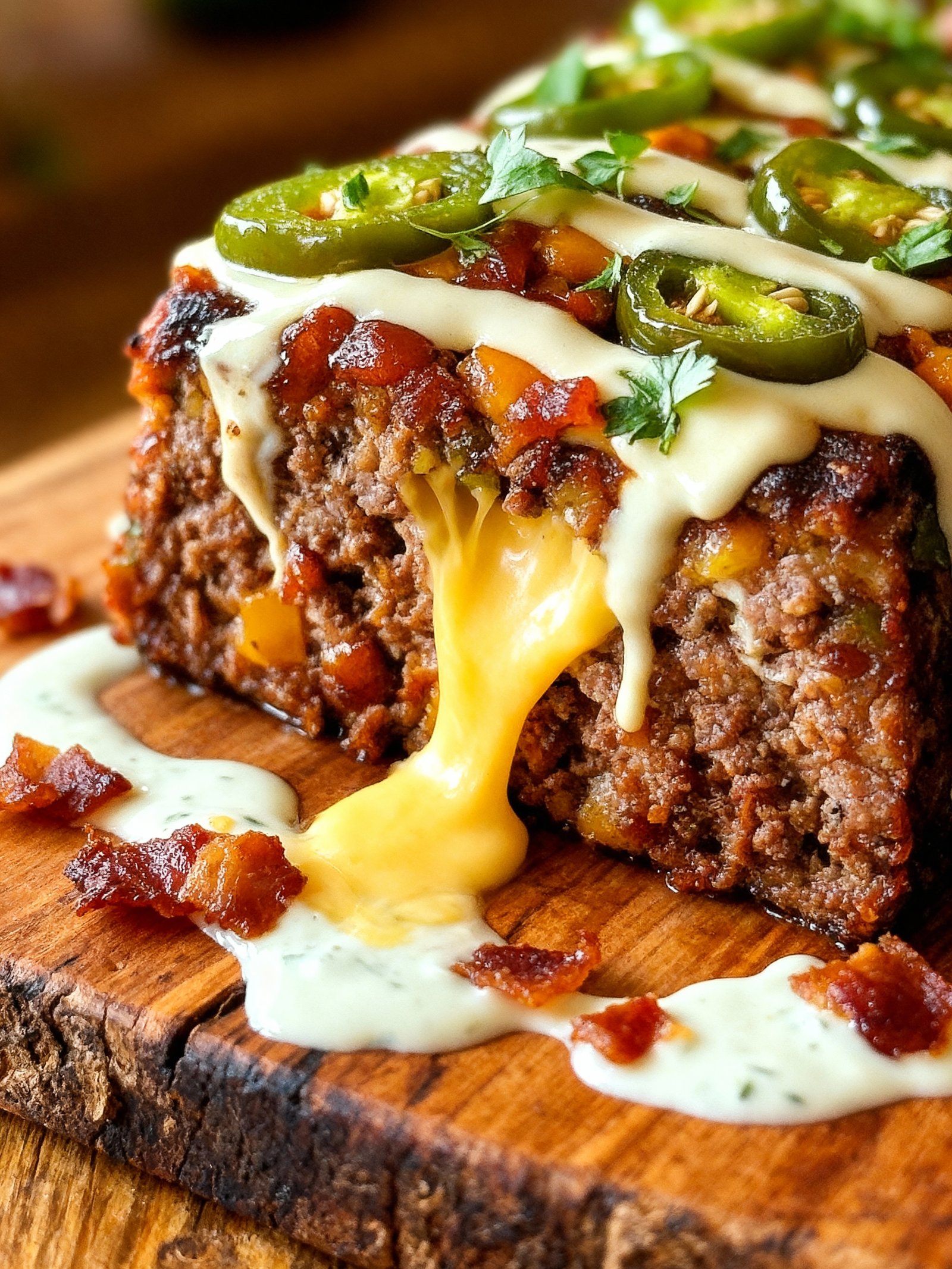 Smoky Jalapeño Popper Meatloaf finished