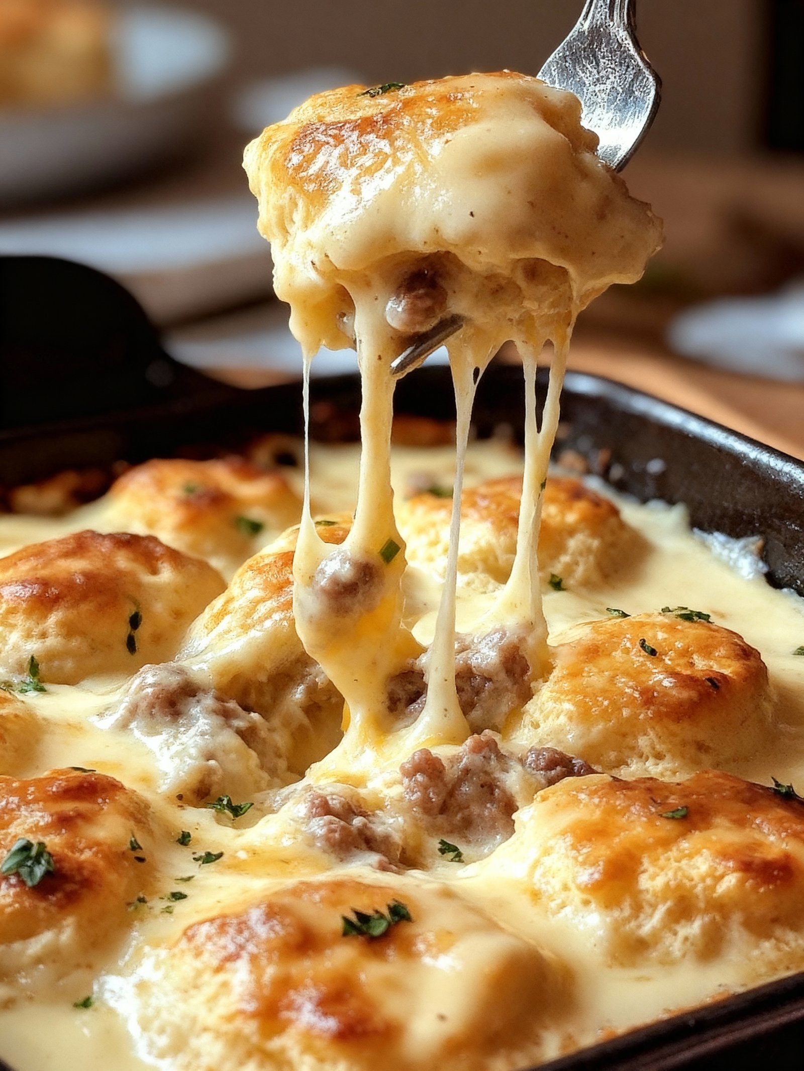 Southern Biscuits and Gravy Casserole finished