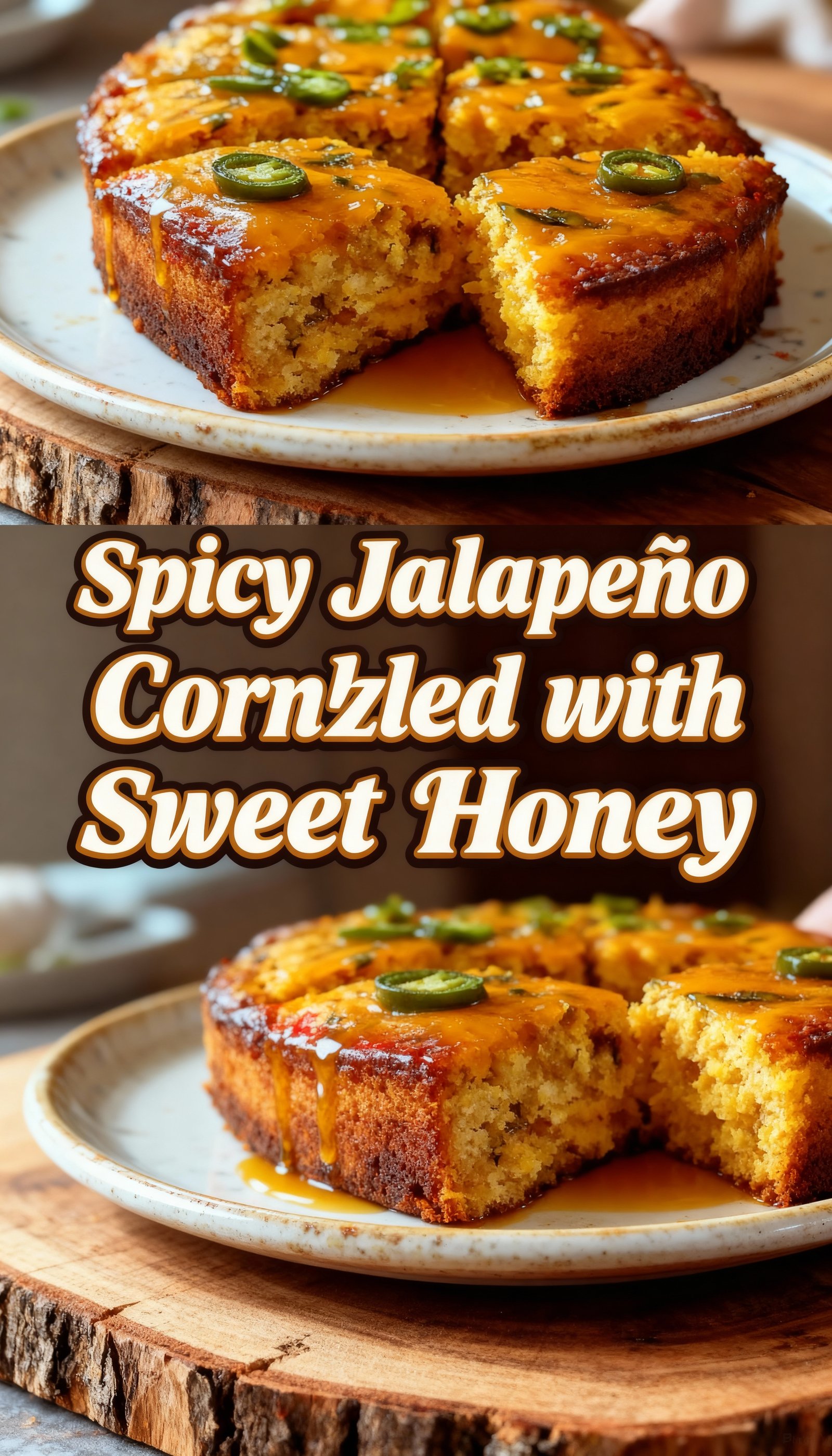 Spicy Jalapeño Cornbread Drizzled with Sweet Lime Honey finished
