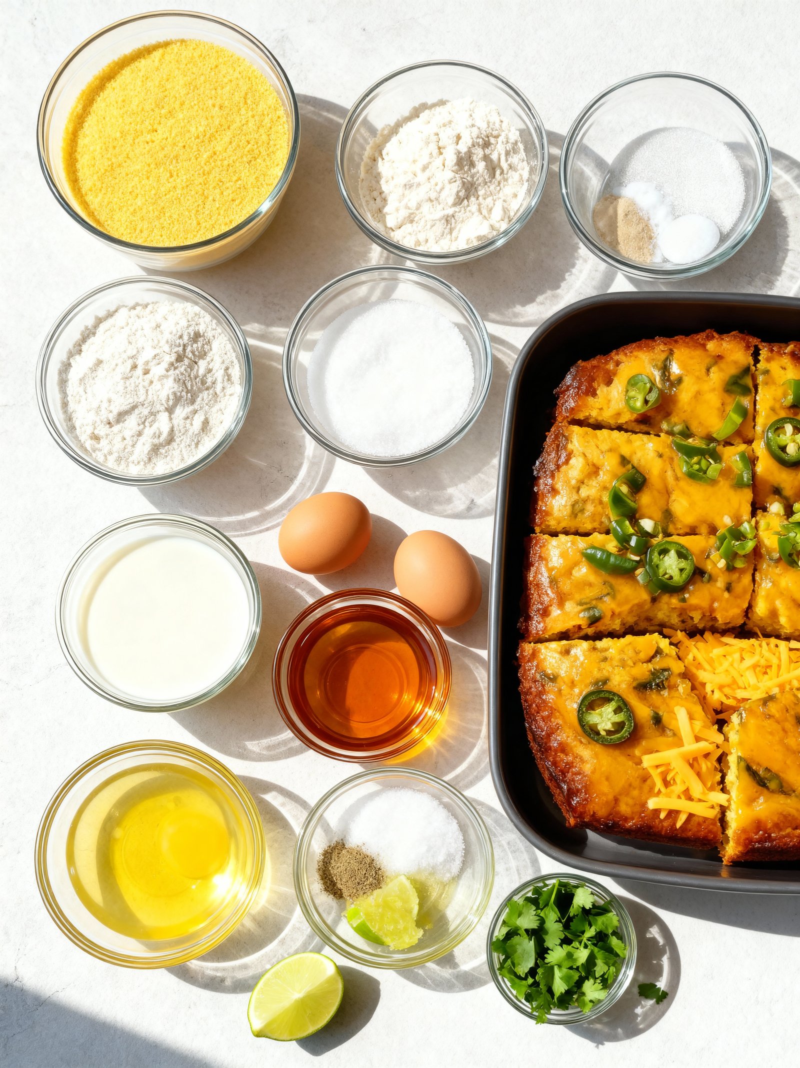 Spicy Jalapeño Cornbread Drizzled with Sweet Lime Honey ingredients
