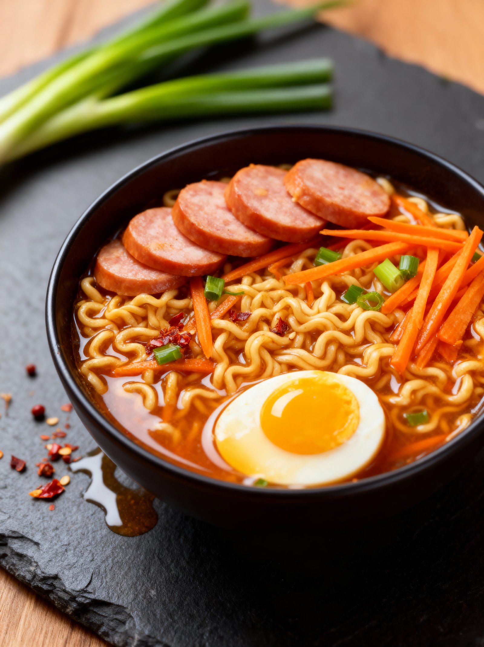 Spicy Sausage Ramen finished