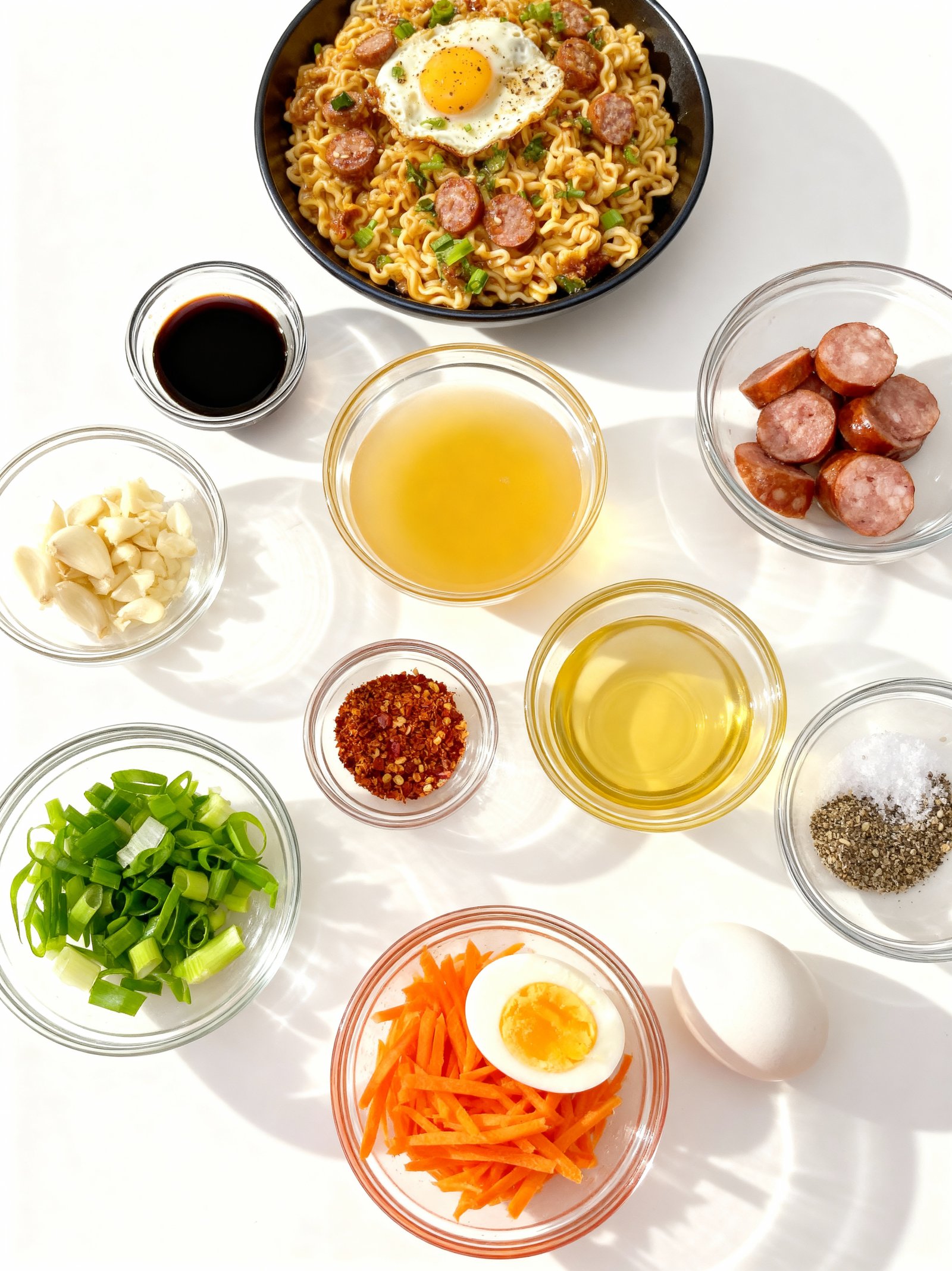 Spicy Sausage Ramen ingredients