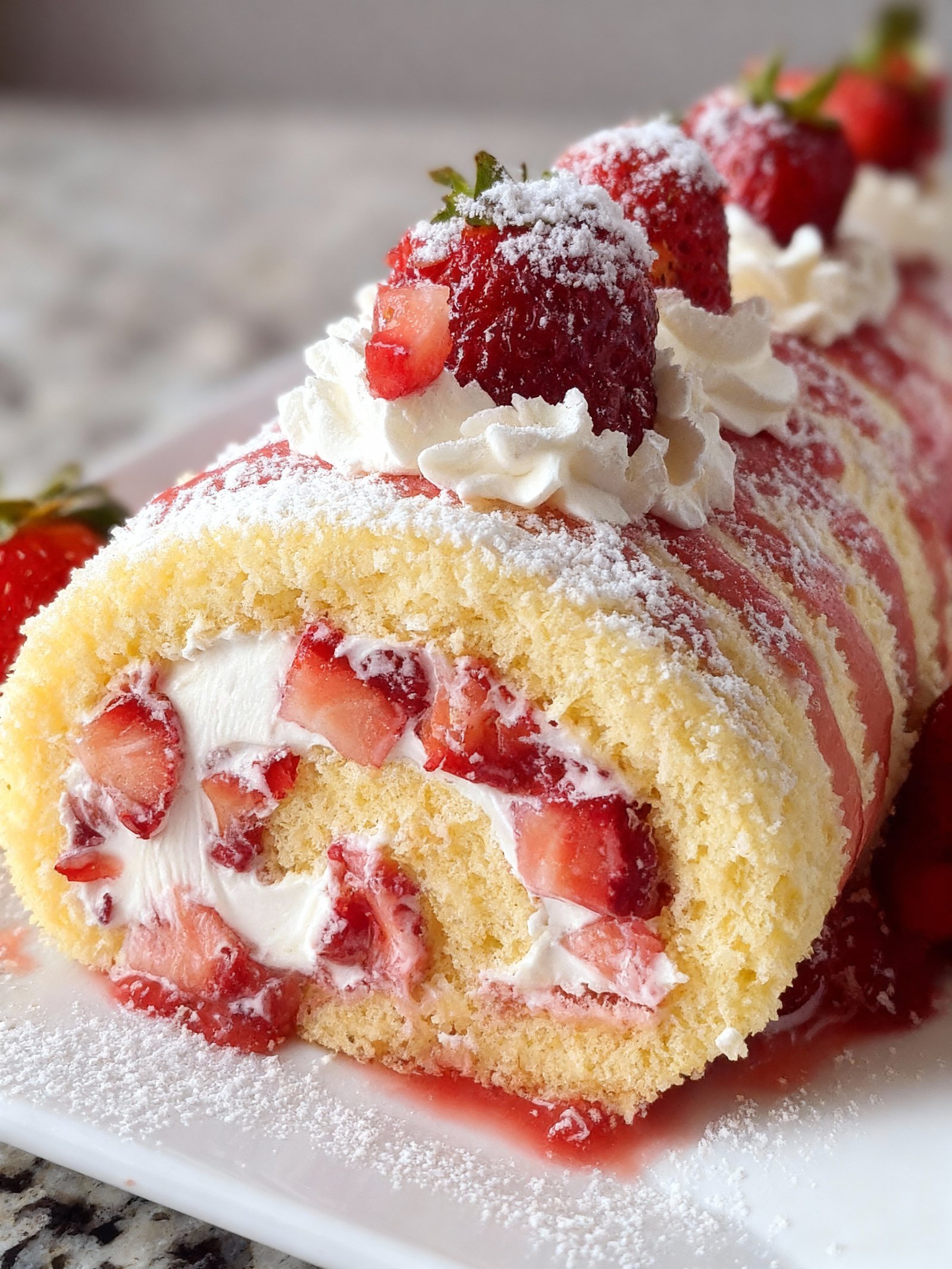 Strawberry Swiss Roll Cake finished