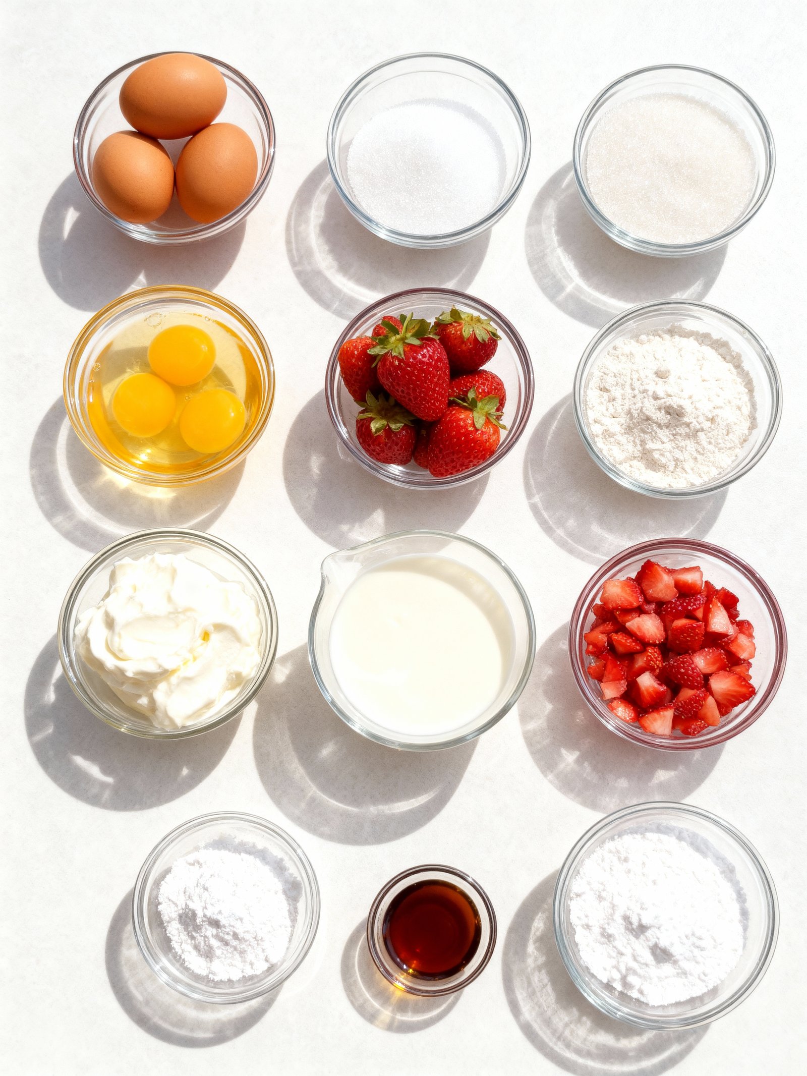 Strawberry Swiss Roll Cake ingredients