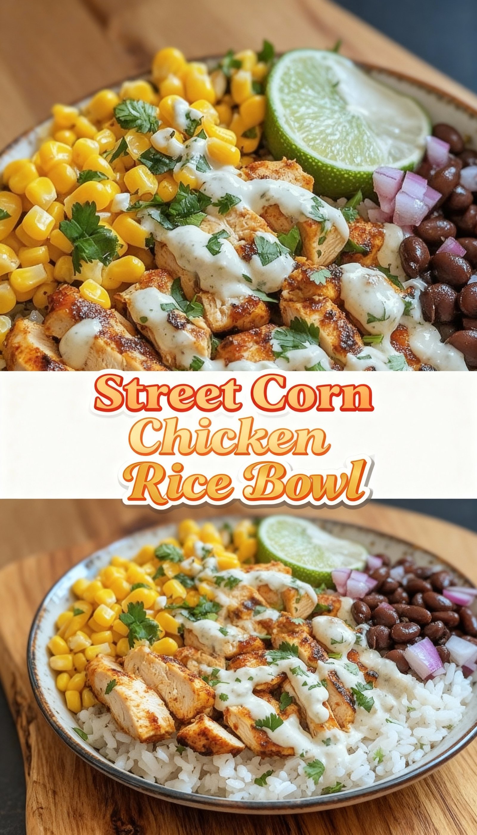 Street Corn Chicken Rice Bowl finished