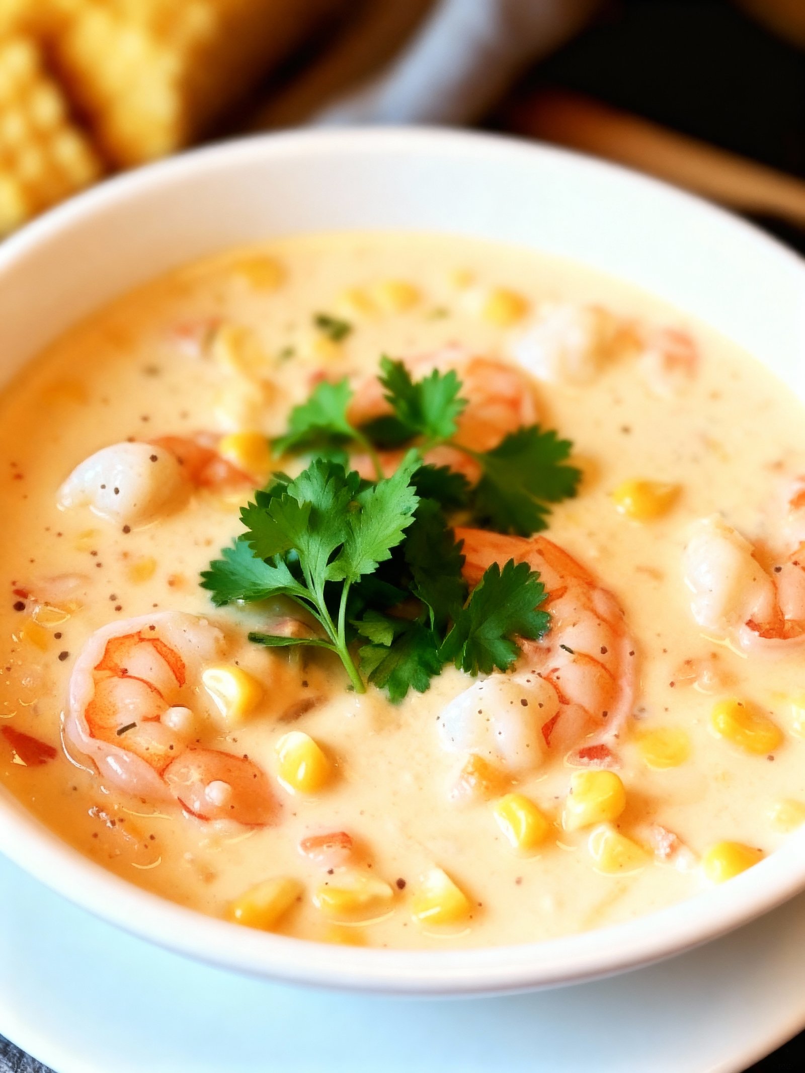 Sweet Corn and Shrimp Chowder finished