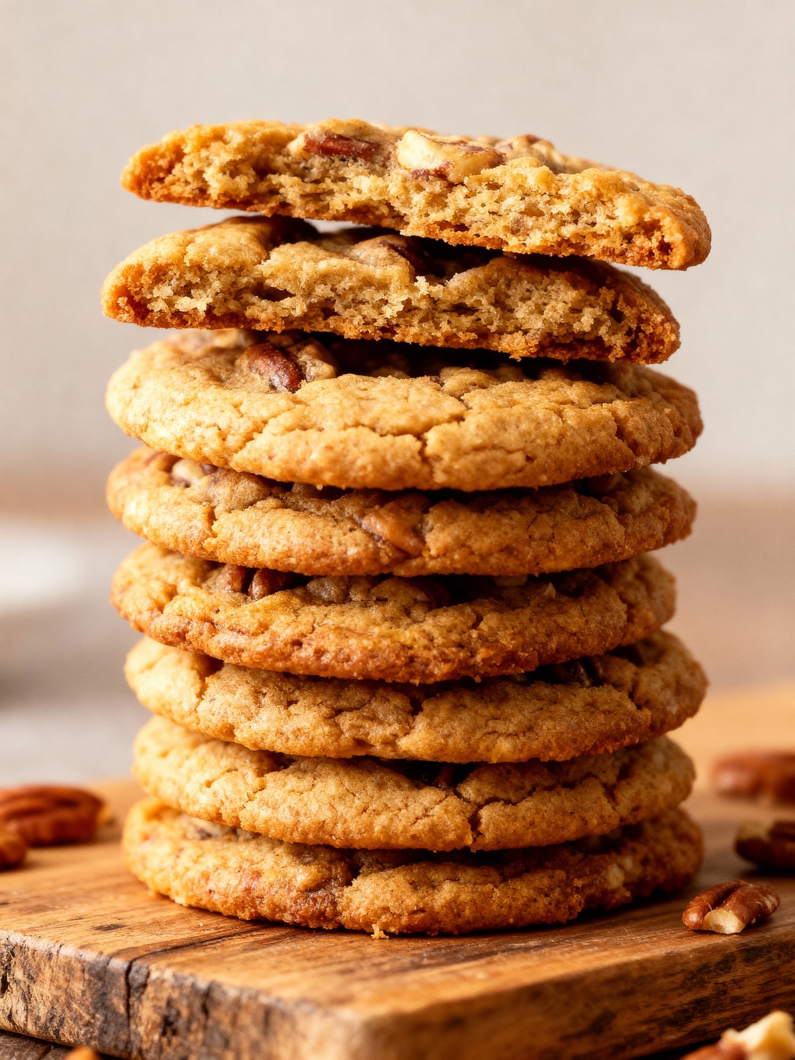 Thin and Chewy Pecan Cookies finished