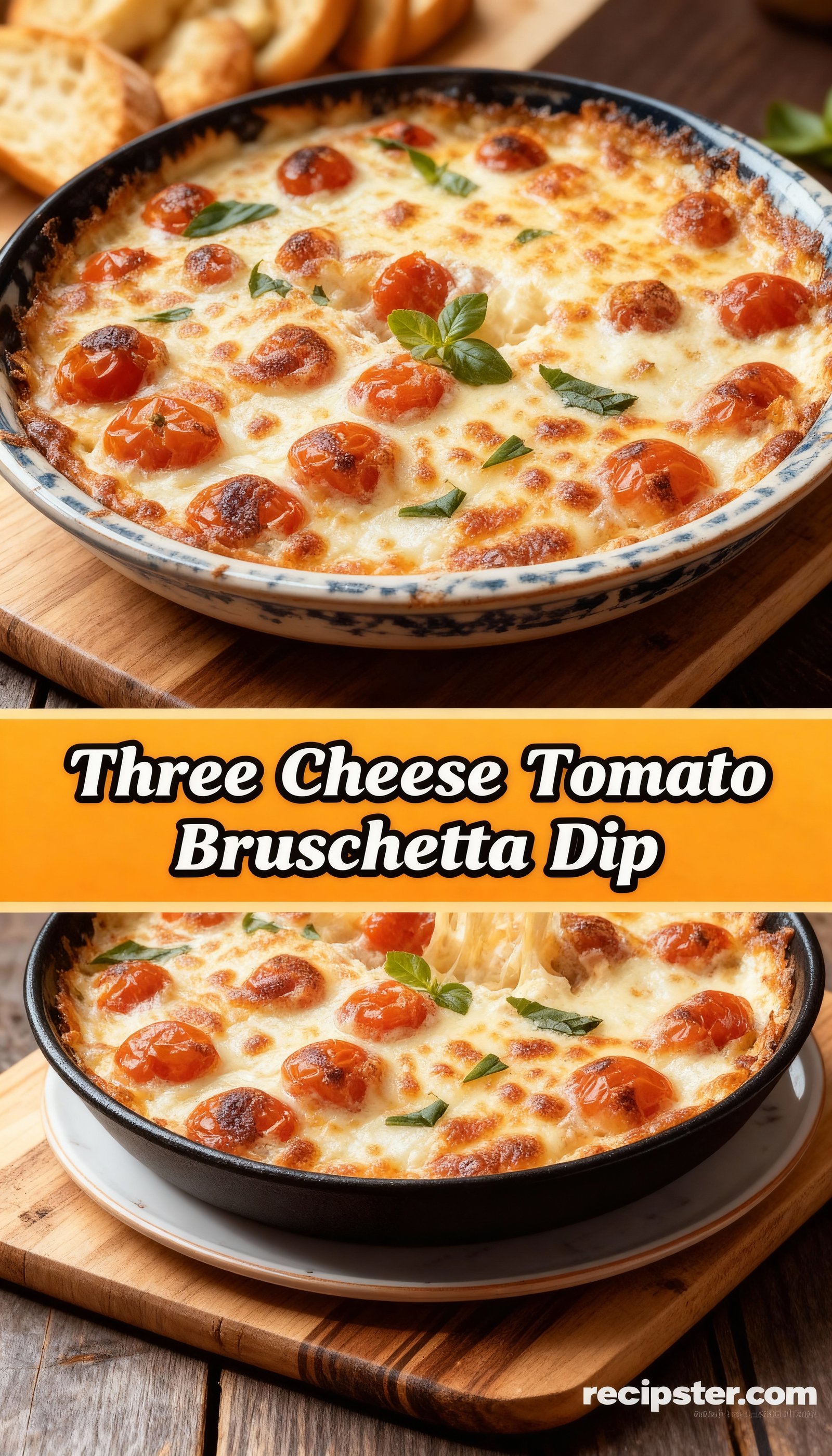 Three Cheese Tomato Bruschetta Dip finished
