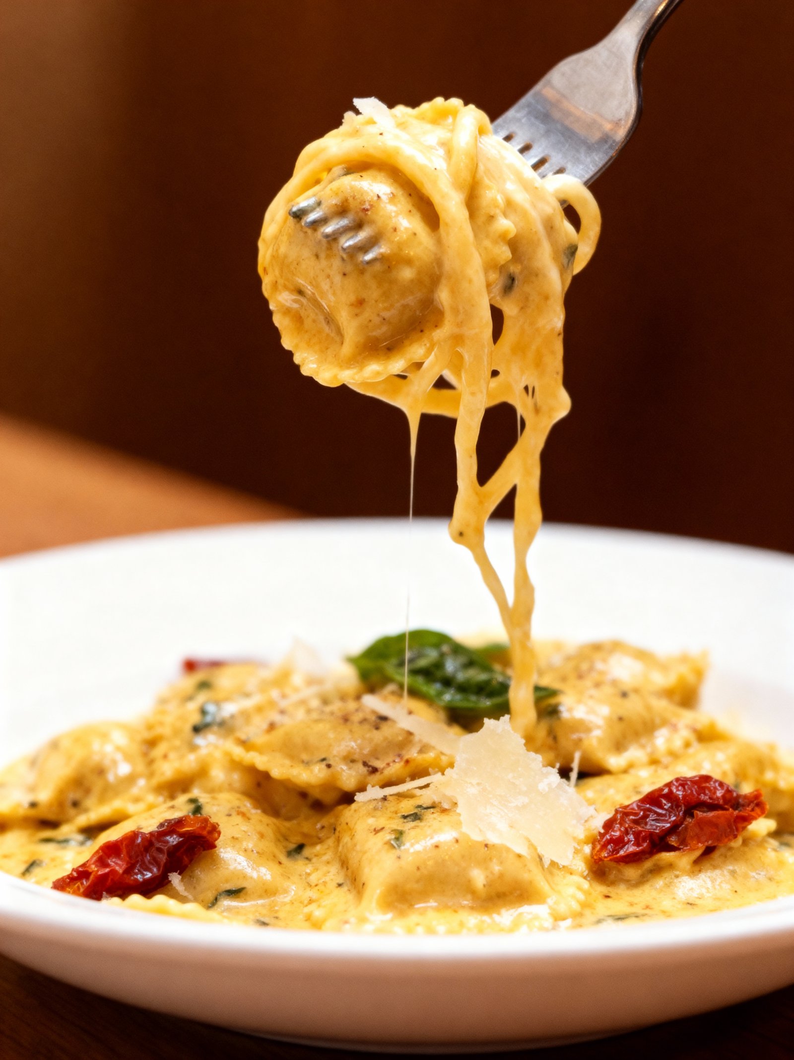 Tuscan Creamy Spinach Ravioli finished