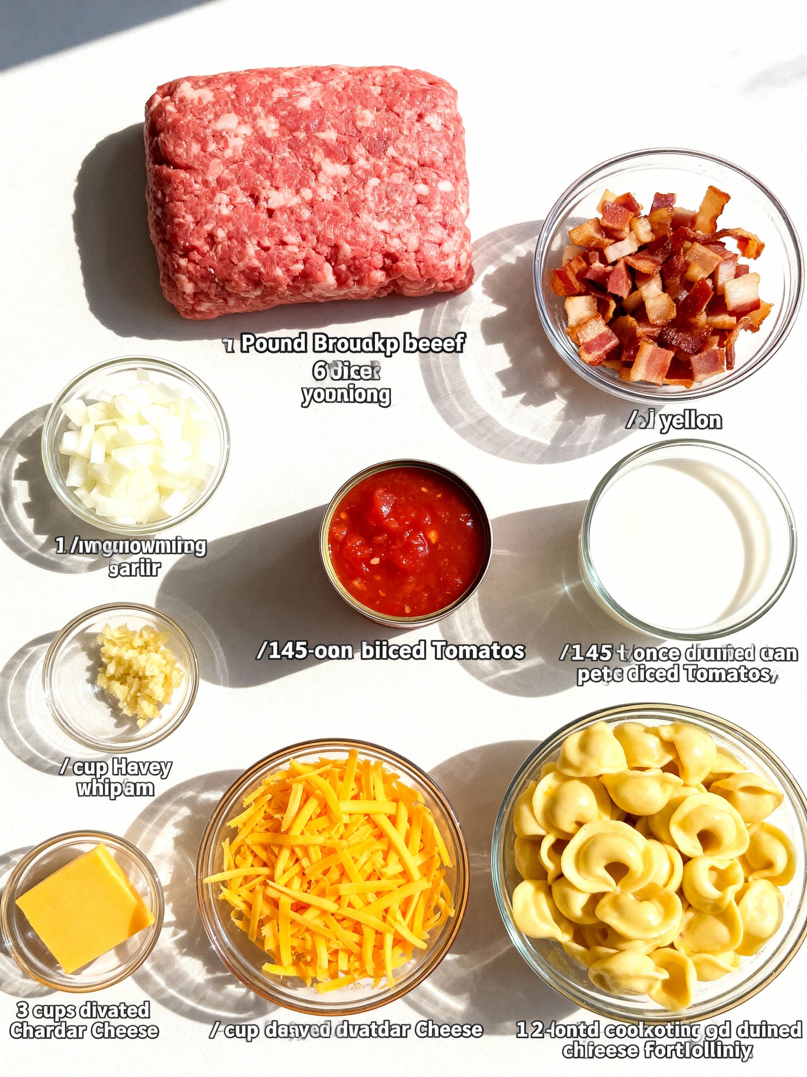 Bacon Cheeseburger Tortellini ingredients