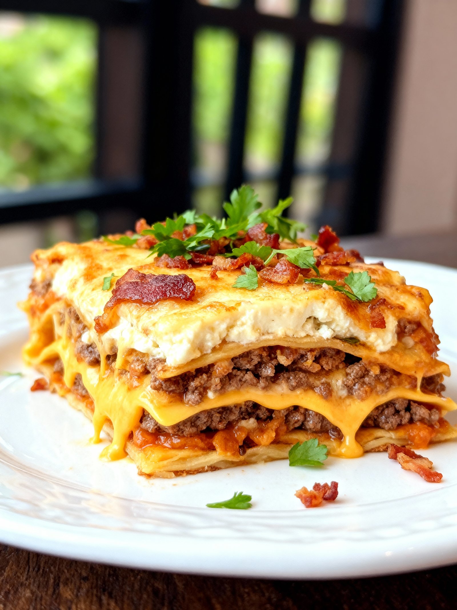 Bacon Lasagna Burger finished