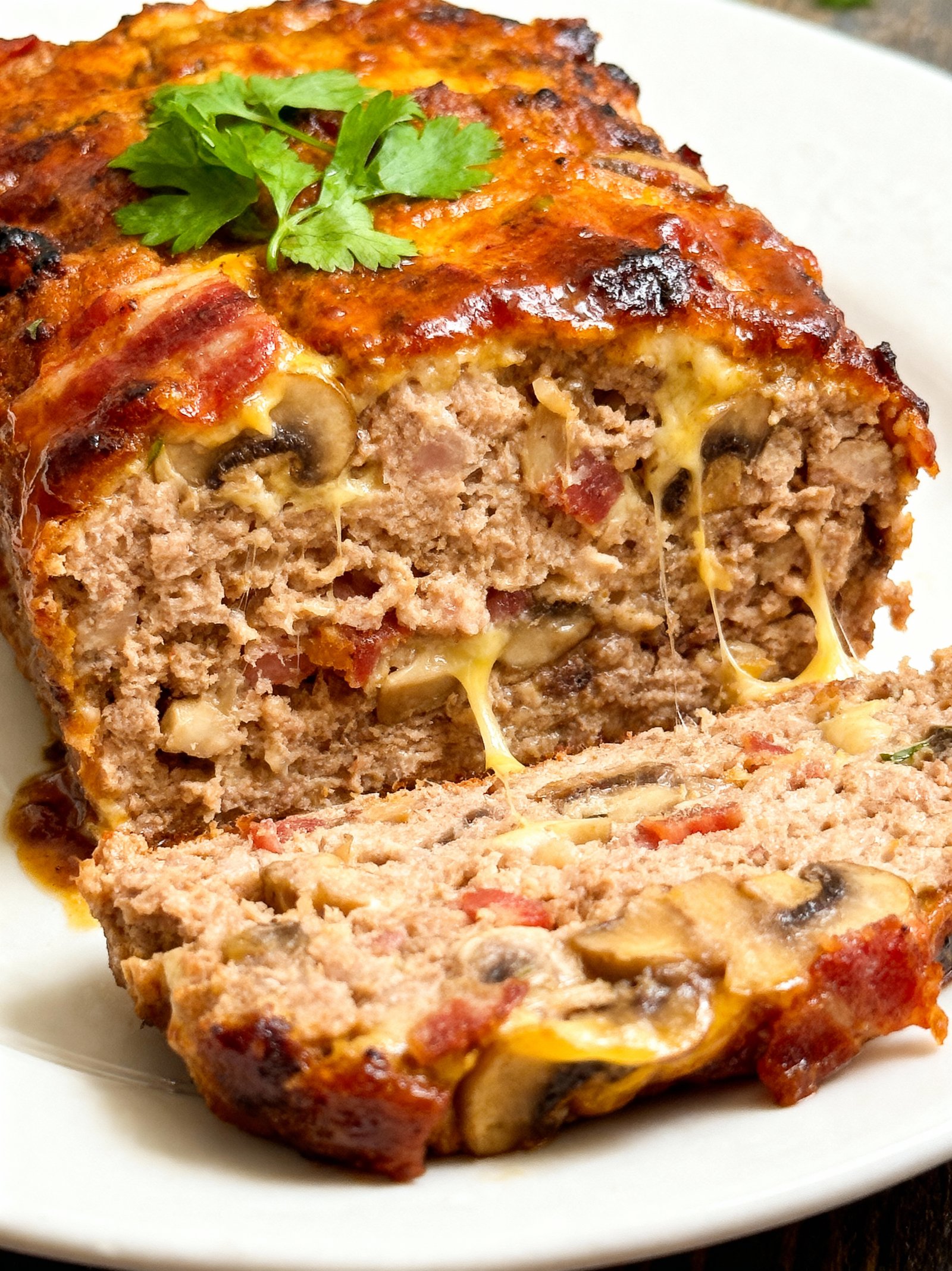 Bacon Mushroom Swiss Meatloaf finished
