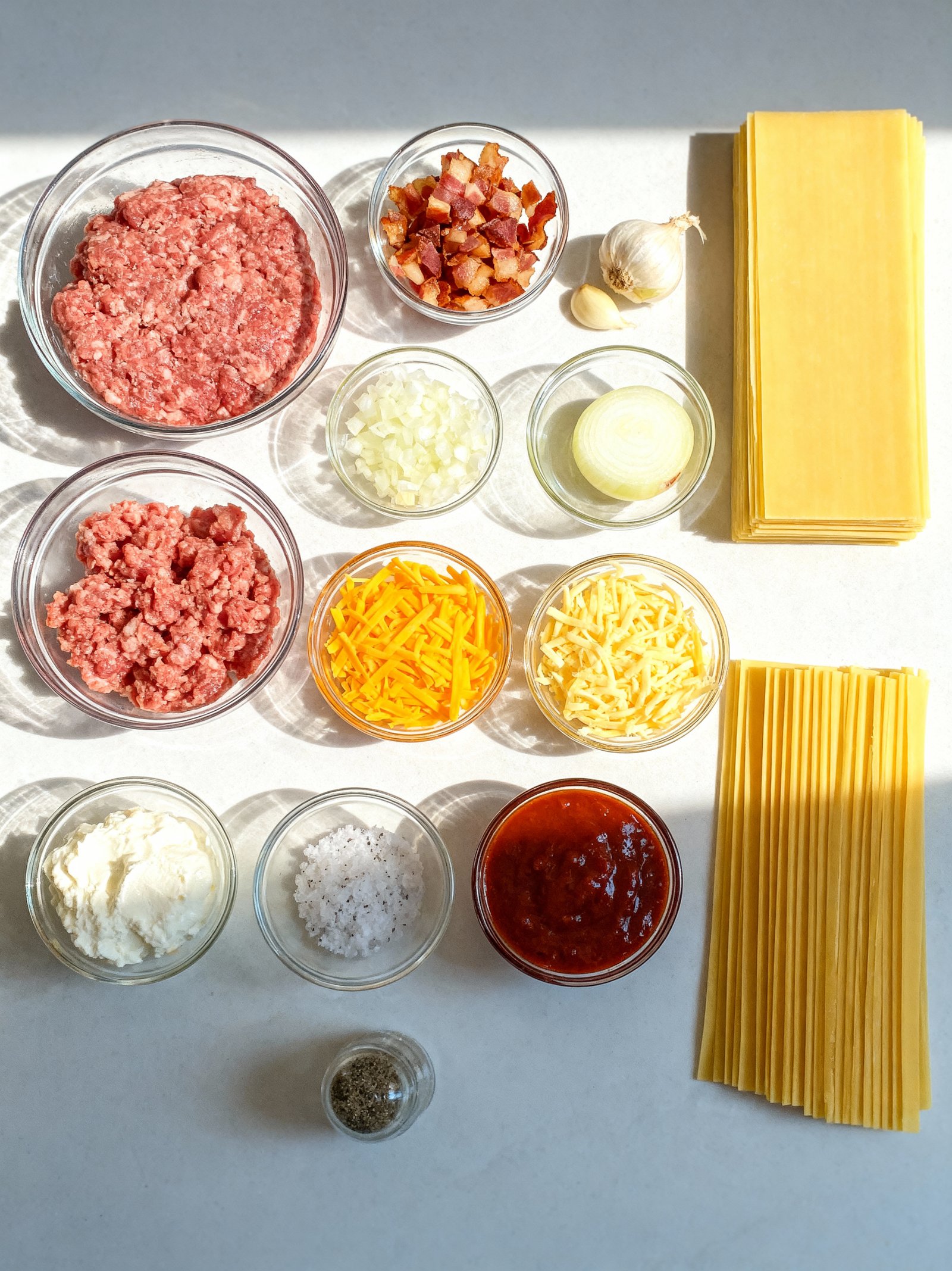 BBQ Bacon Cheeseburger Lasagna ingredients