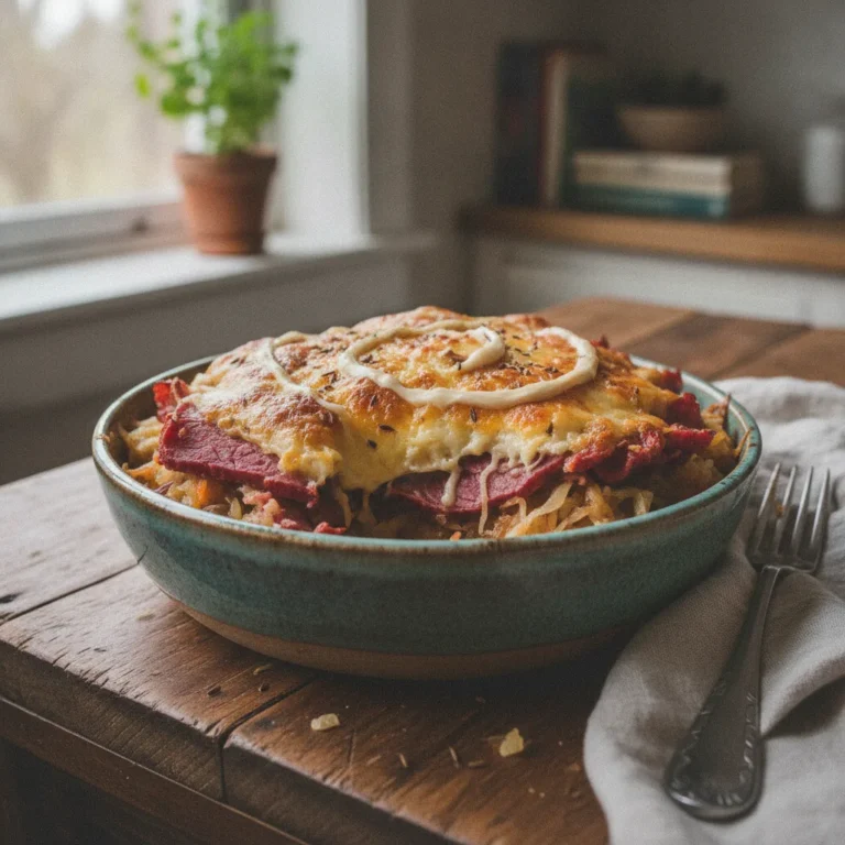 Reuben Bake Recipe with Corned Beef and Sauerkraut
