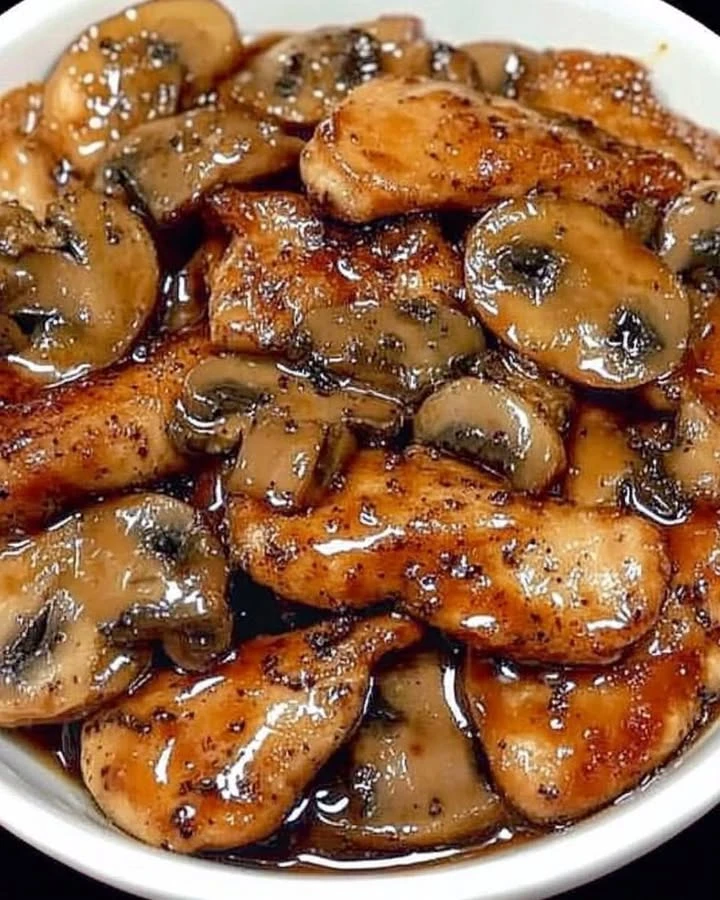 Black Pepper Chicken with Mushrooms finished