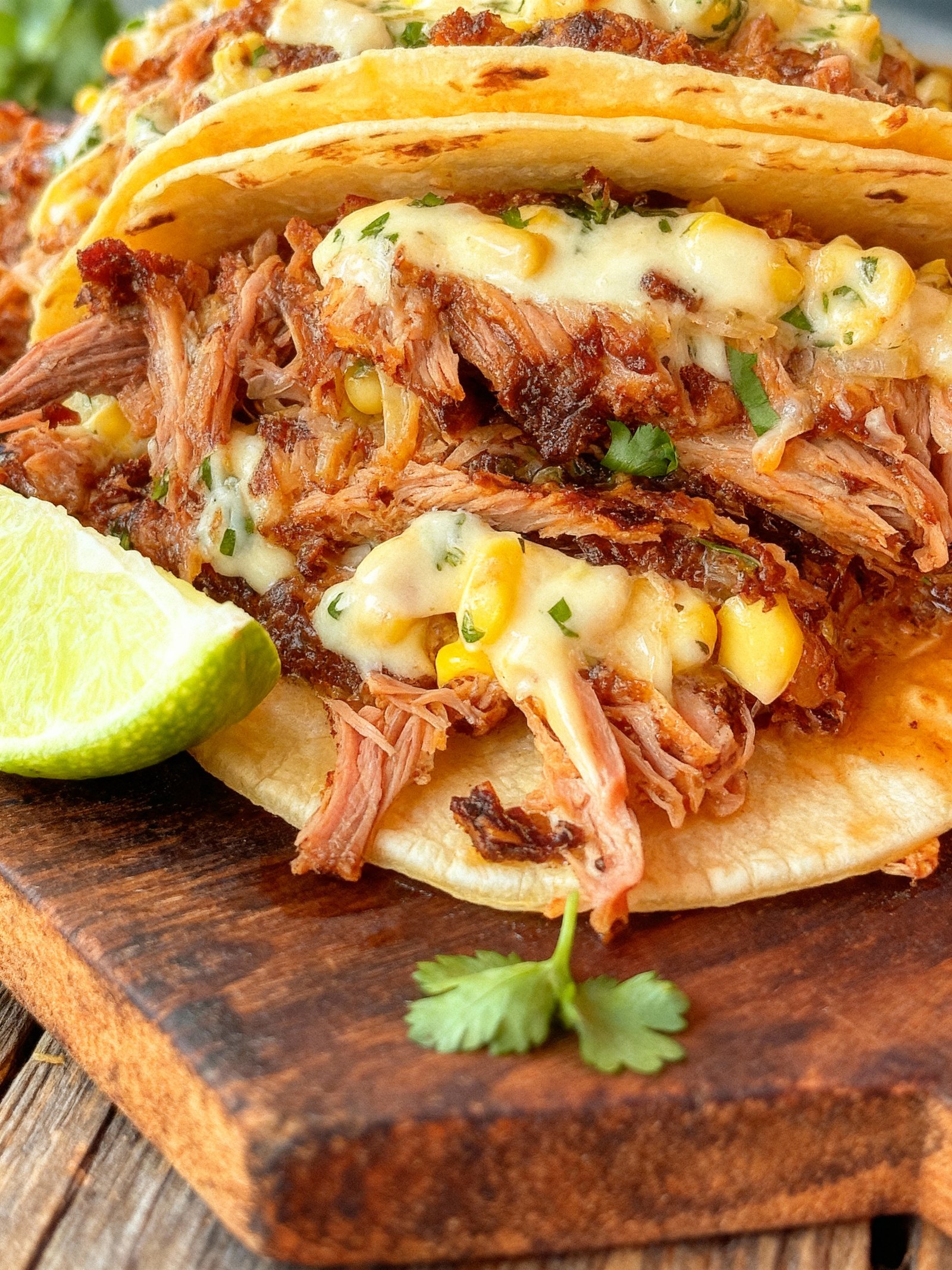 Brisket Elote Tacos finished