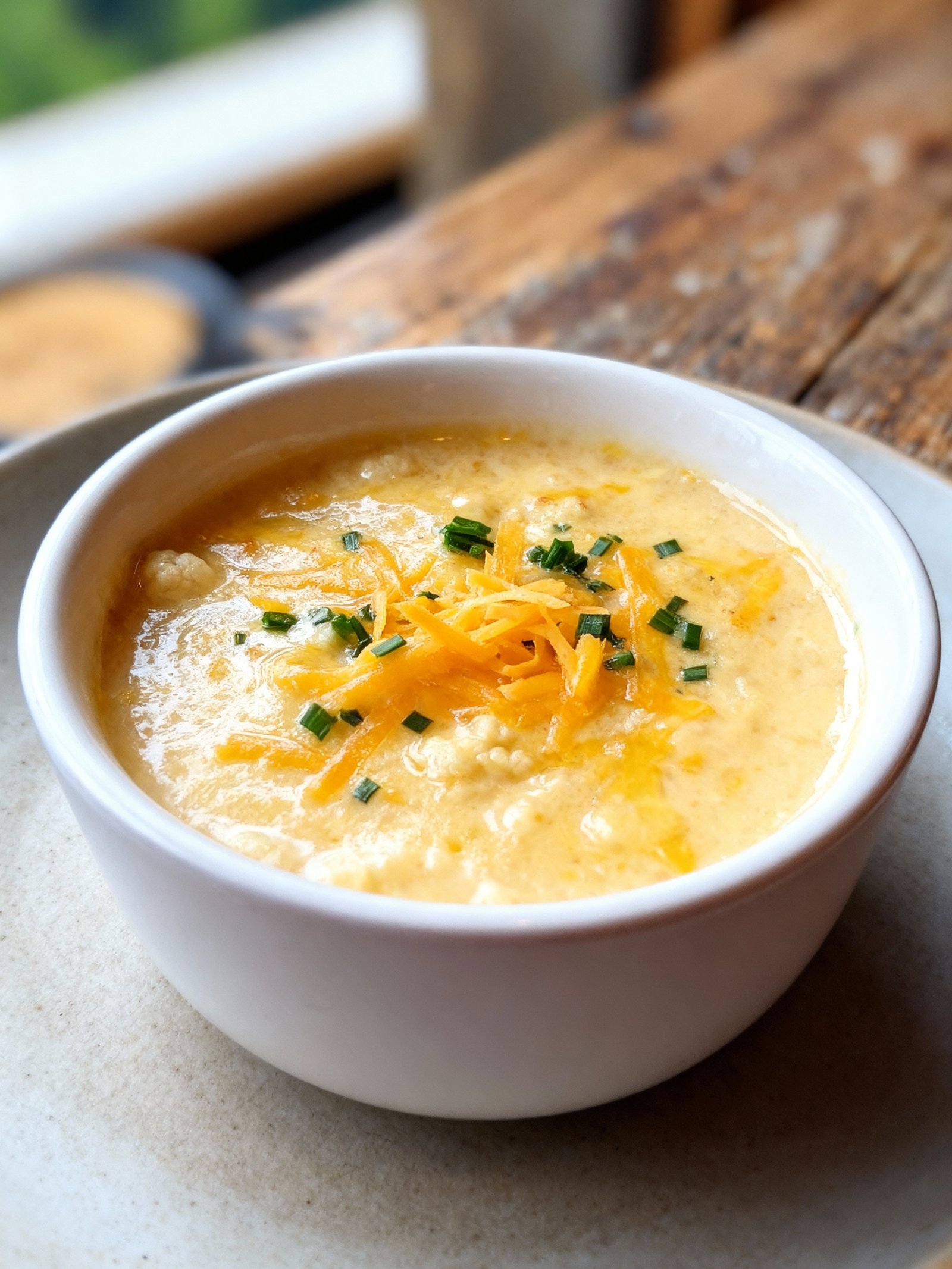 Cheddar Cauliflower Garlic Soup finished