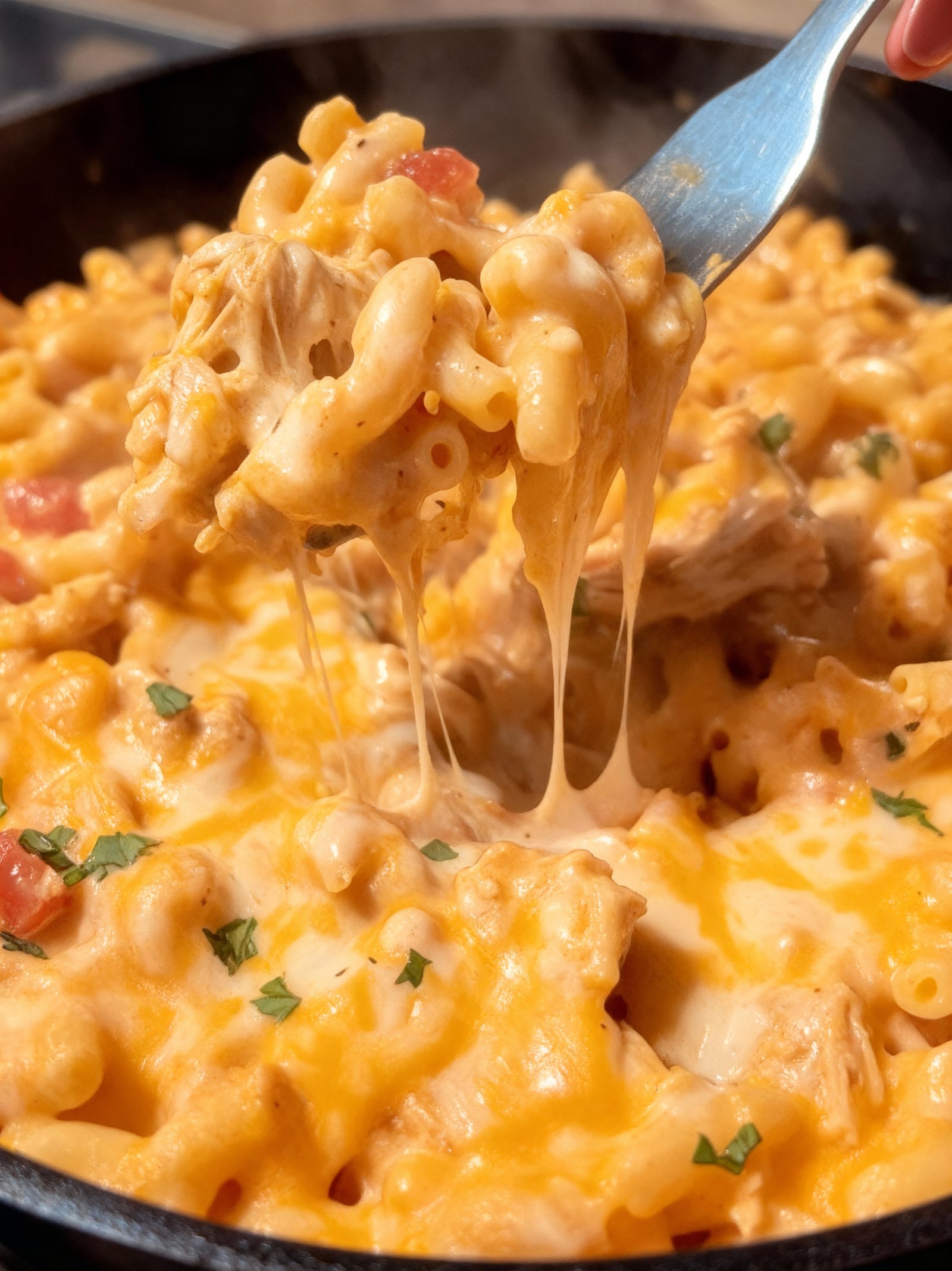 Cheesy Chicken Taco Mac finished