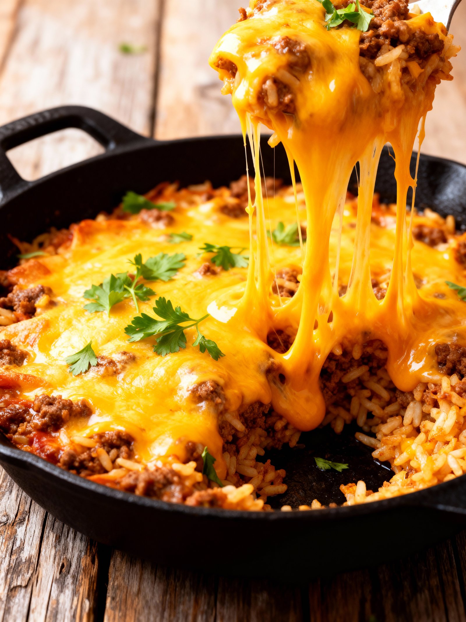 Cheesy Ground Beef Casserole finished