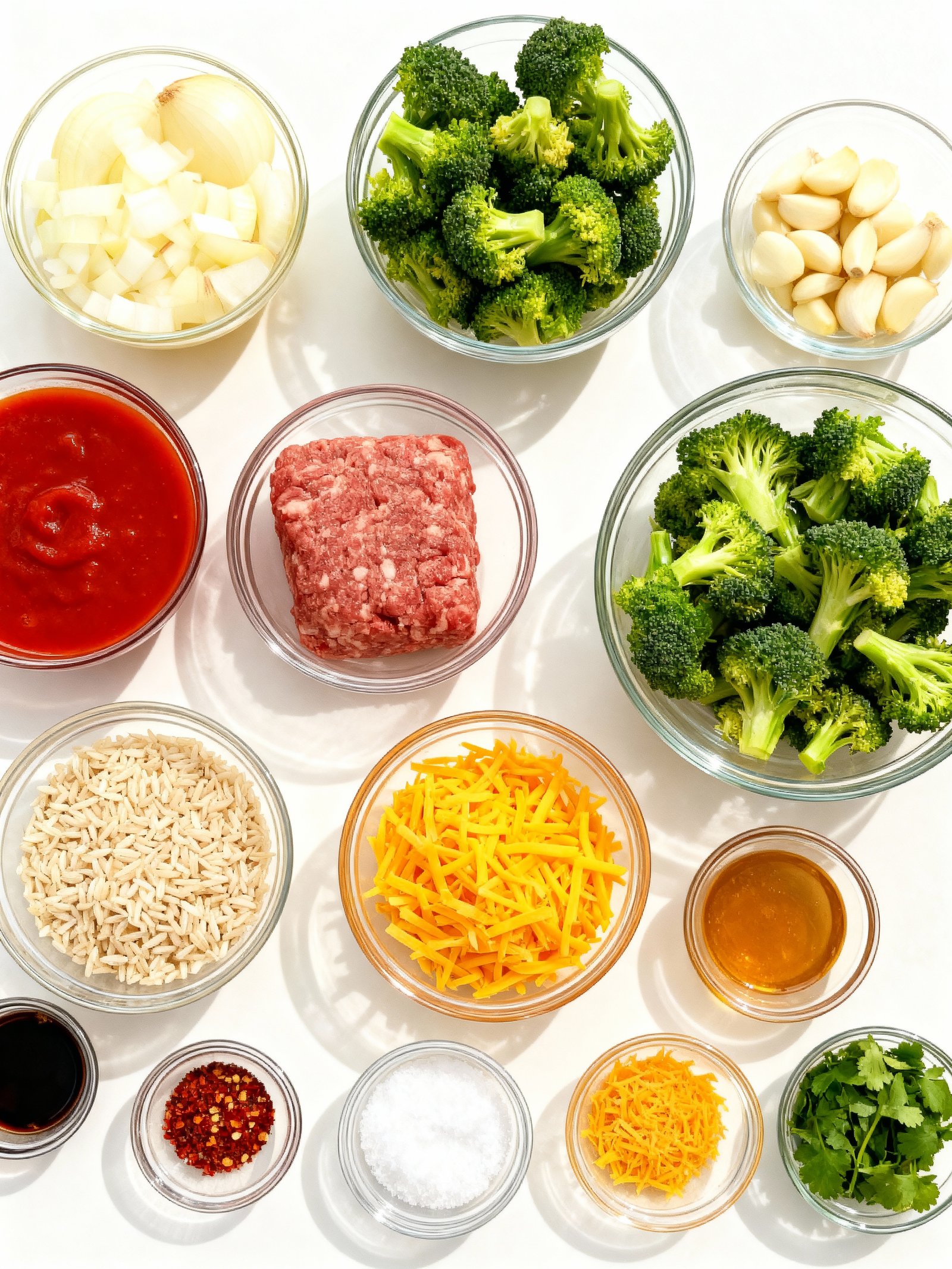 Cheesy Ground Beef Rice ingredients