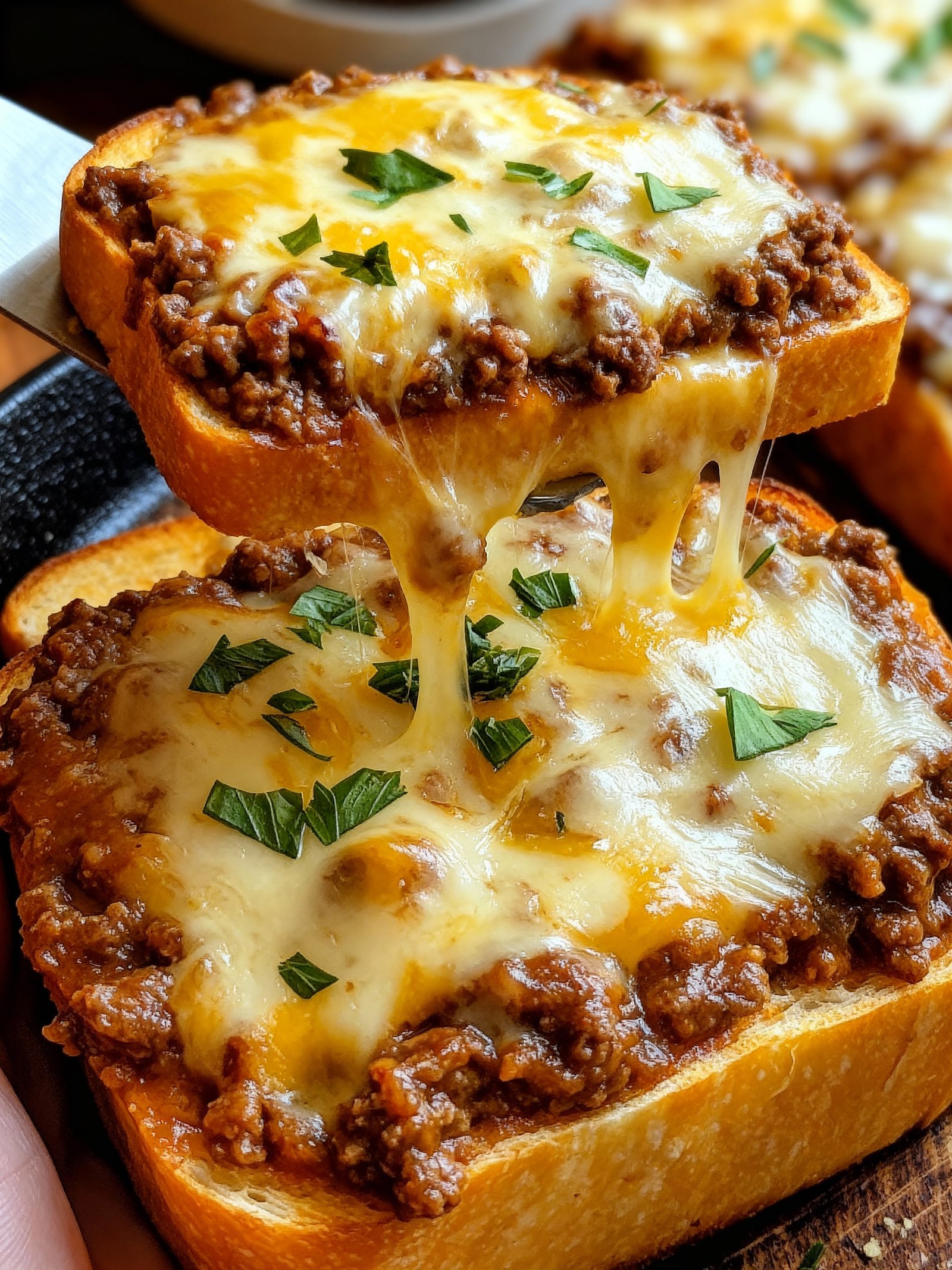 Cheesy Sloppy Joe Toast finished