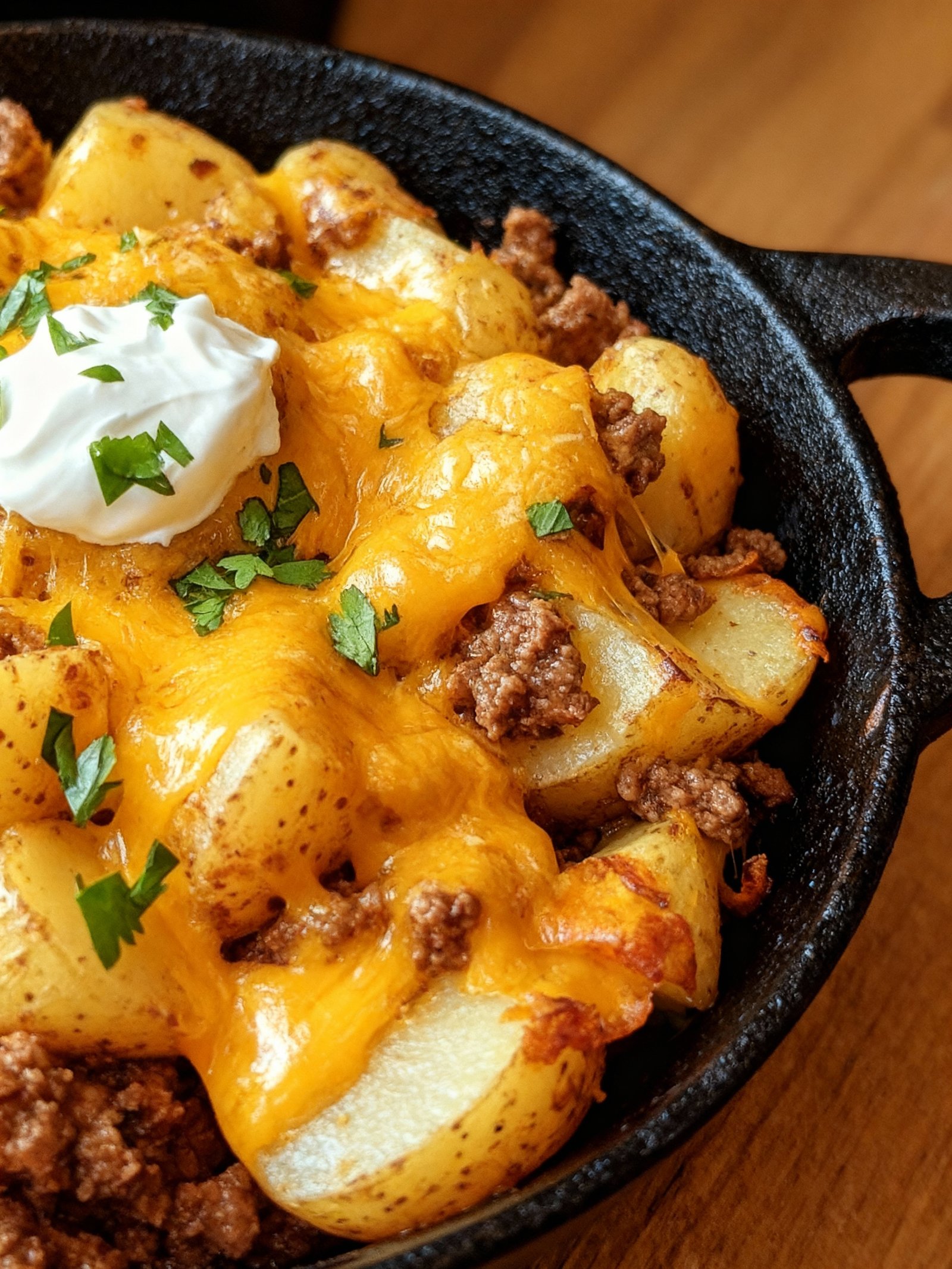 Cheesy Taco Potatoes finished