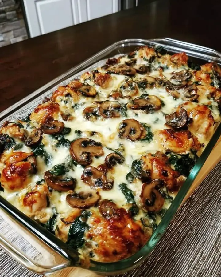 Chicken Spinach and Mushroom Low Carb Oven Dish ingredients