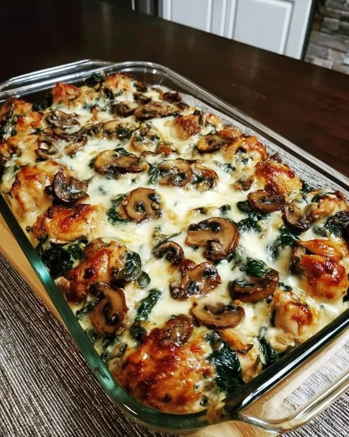 Chicken Spinach and Mushroom Low Carb Oven Dish finished