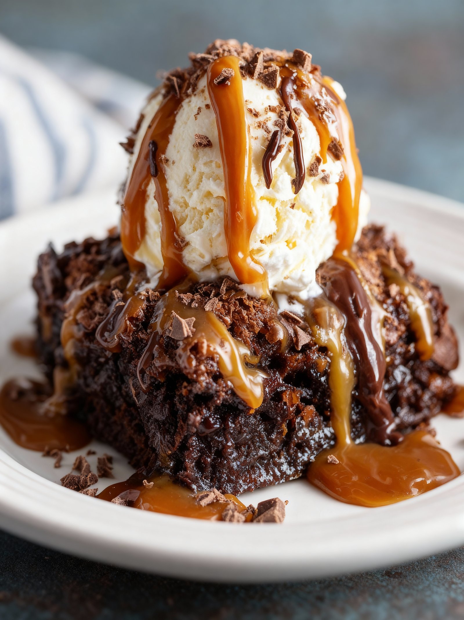 Chocolate Caramel Dump Cake finished