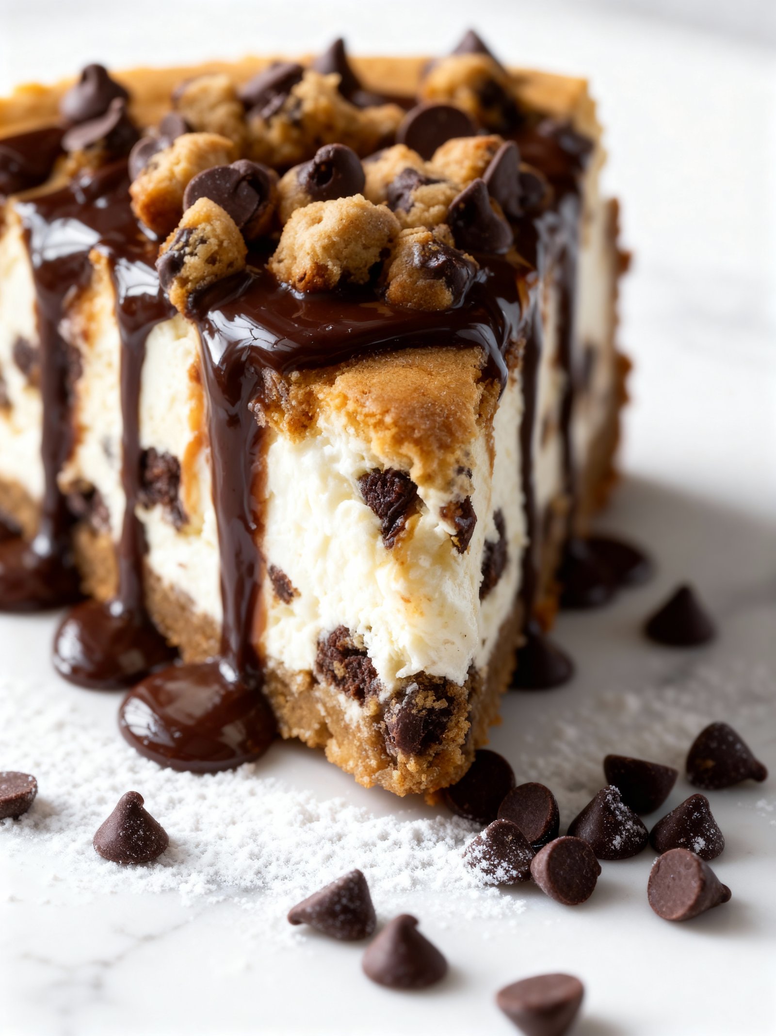 Chocolate Chip Cookie Cheesecake finished