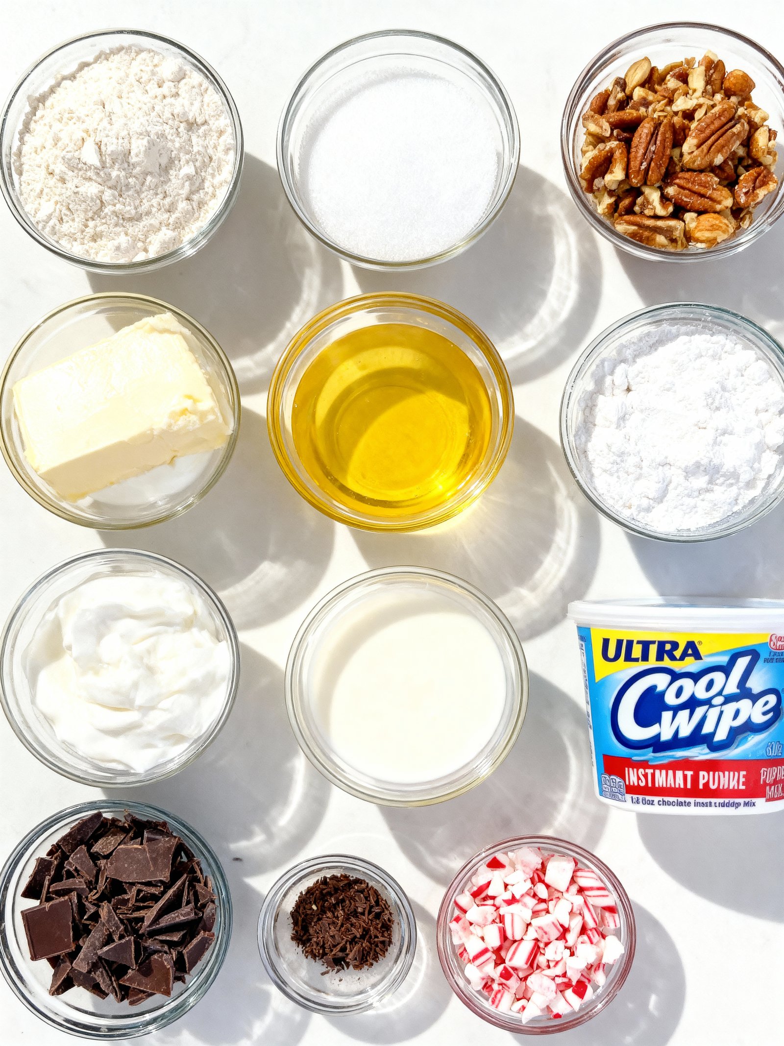 Chocolate Peppermint Layer Dessert ingredients