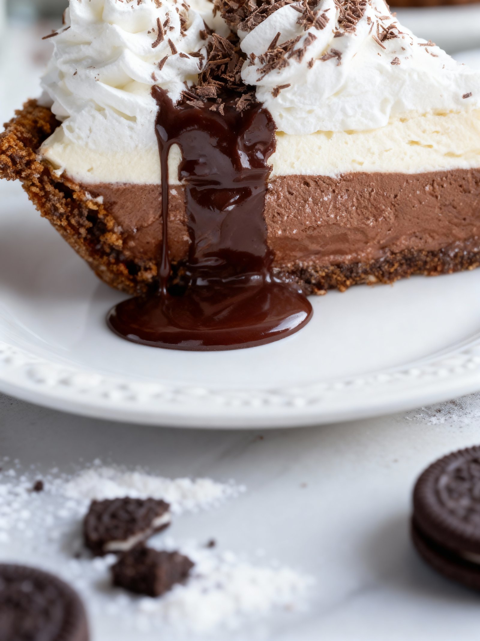 Chocolate Vanilla Cream Pie finished