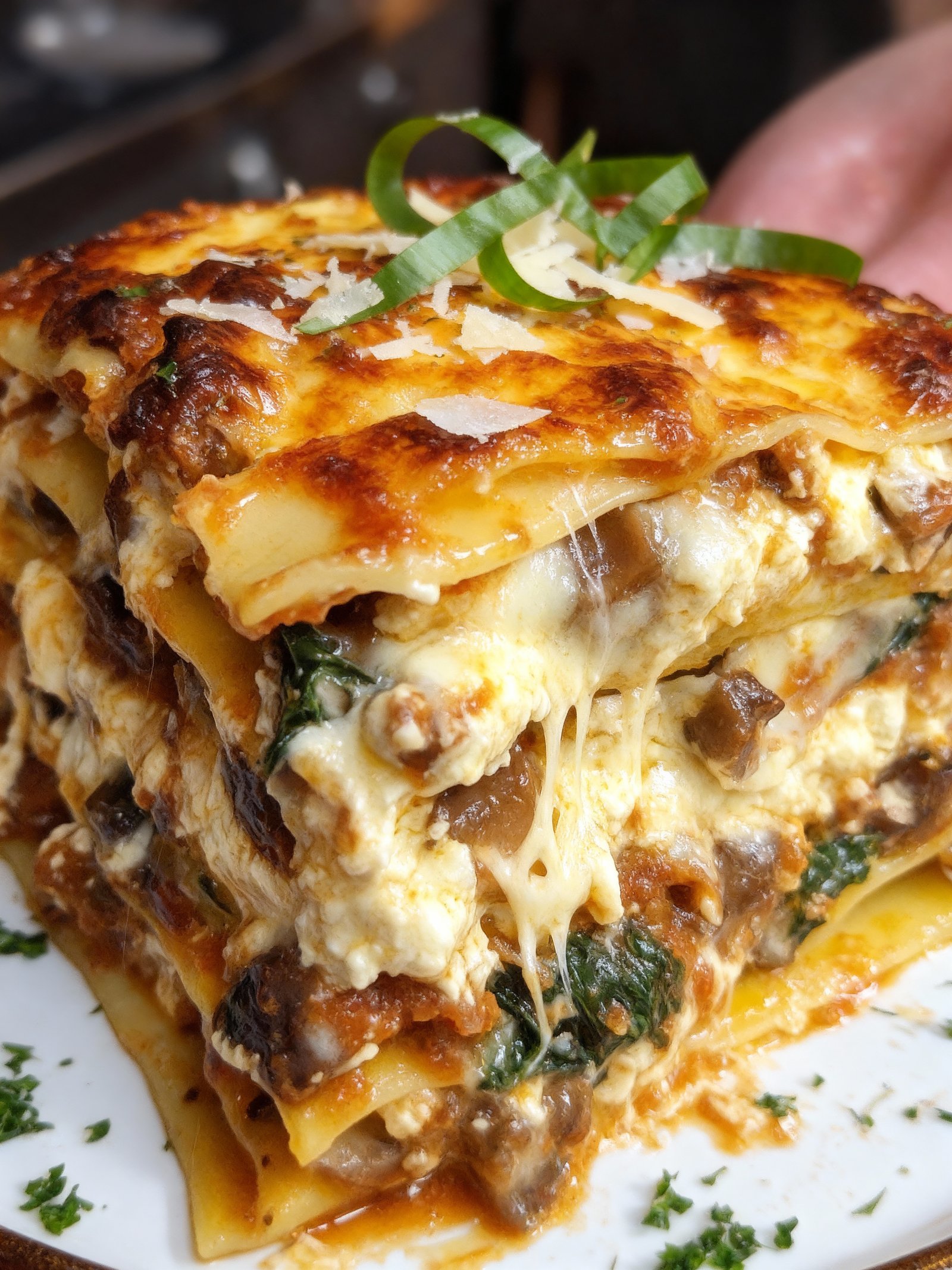 Cottage Cheese Mushroom Spinach Lasagna finished