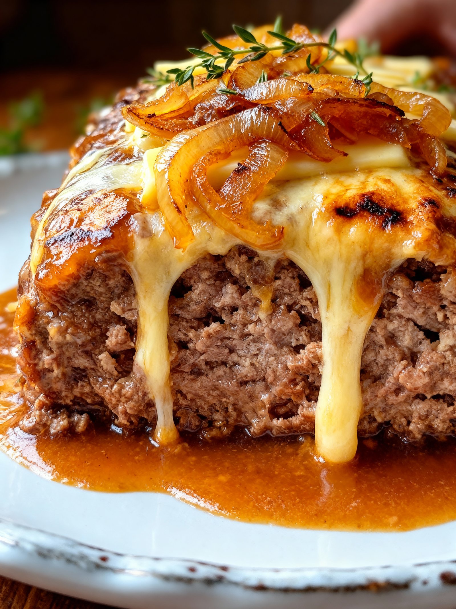 Crockpot French Onion Meatloaf finished