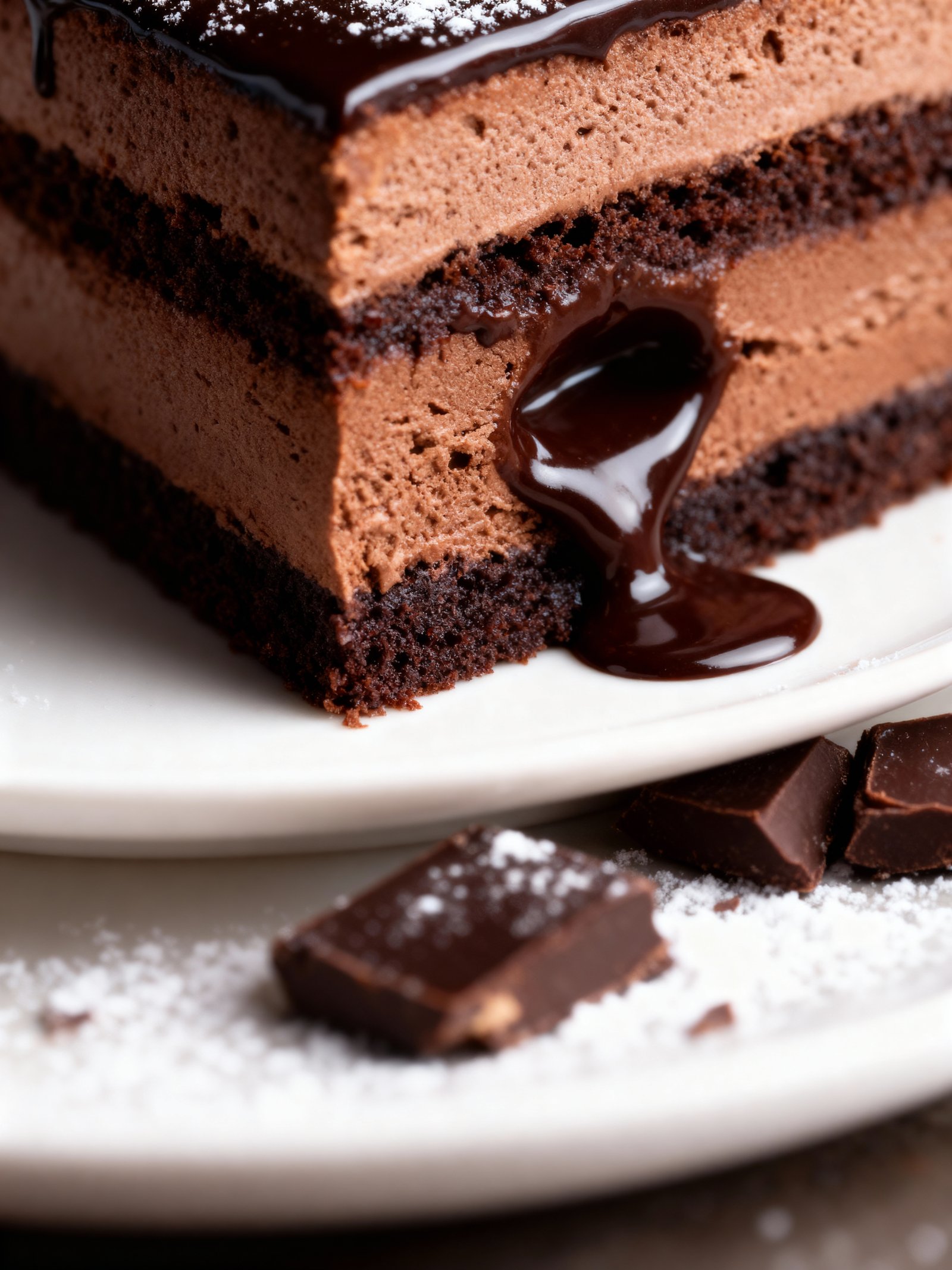 Dark Chocolate Mousse Cake finished