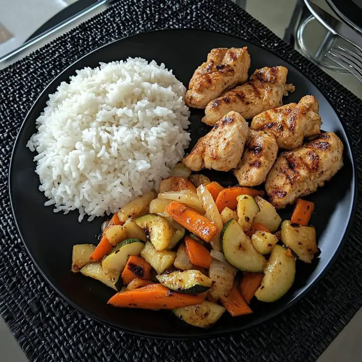Epic Garlic Butter Chicken with Veggie Medley & Fluffy Rice ingredients