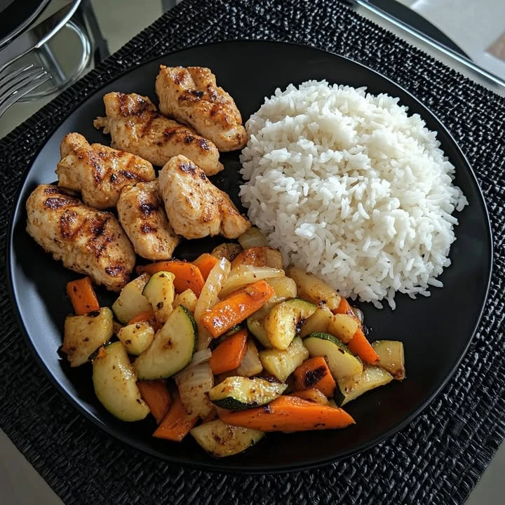 Epic Garlic Butter Chicken with Veggie Medley & Fluffy Rice finished