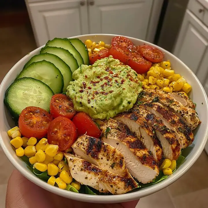 Epic Grilled Chicken Bowl with Creamy Avocado Sauce & Veggies ingredients